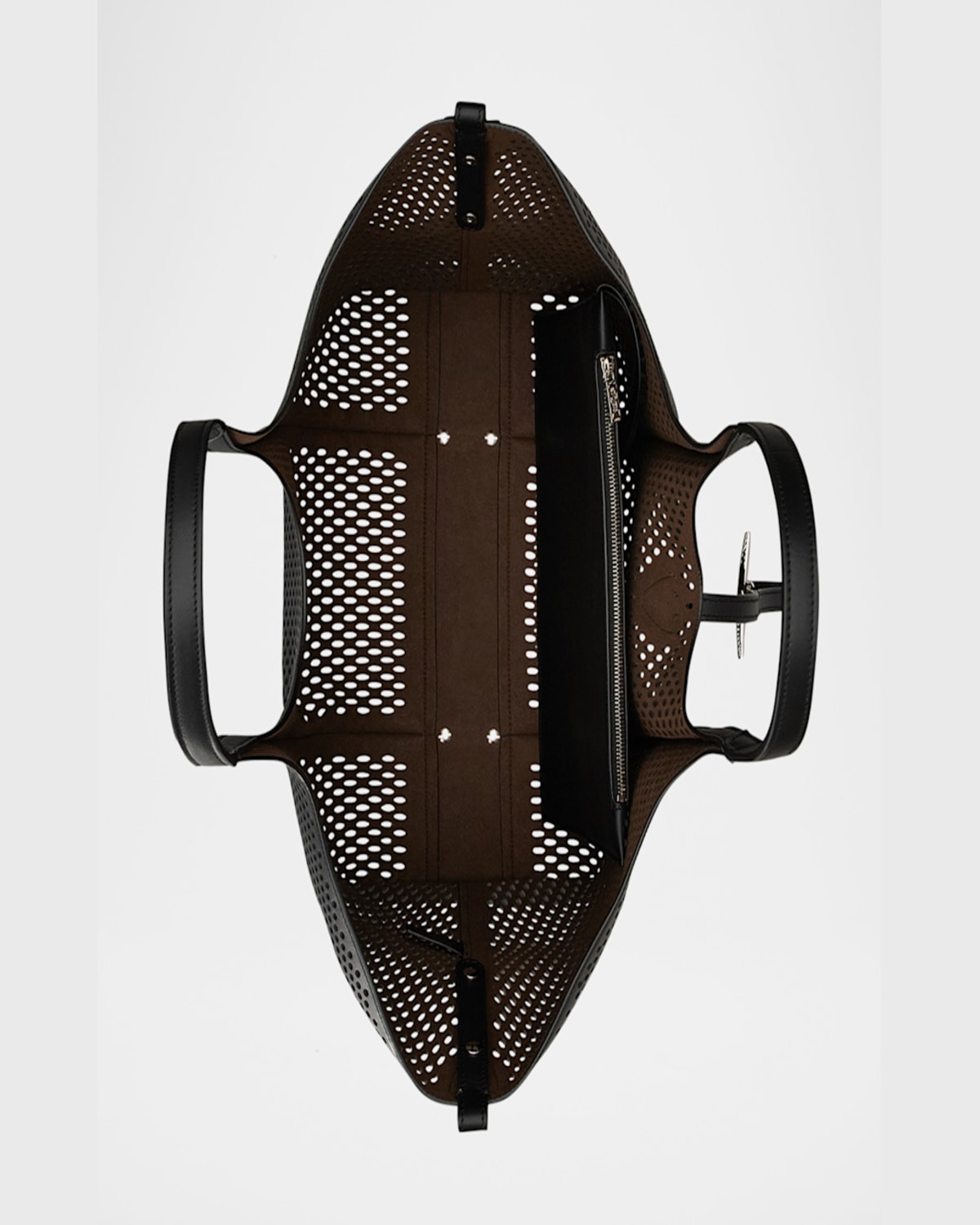Tod's Medium T Timeless Perforated Leather Shopper In Nero