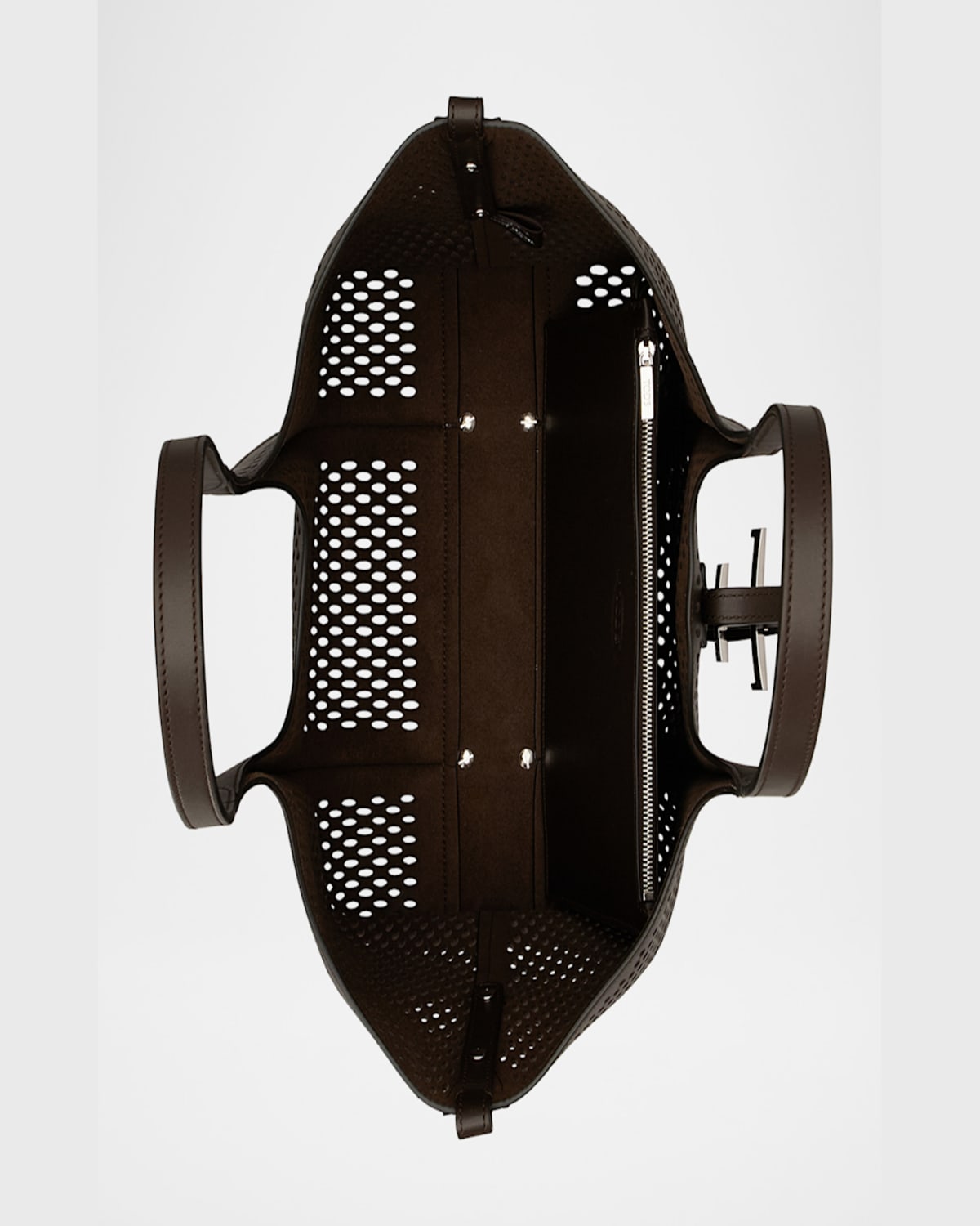 Tod's T Timeless Small Perforated Leather Tote Bag In Marrone Africa