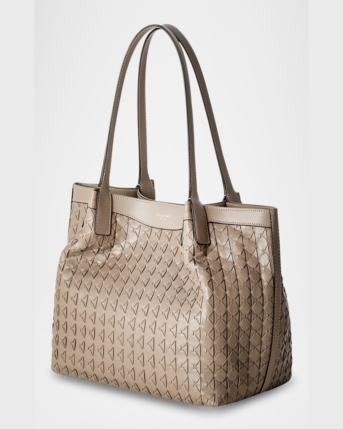 Serapian Secret Small Mosaic Leather Tote Bag In Sahara