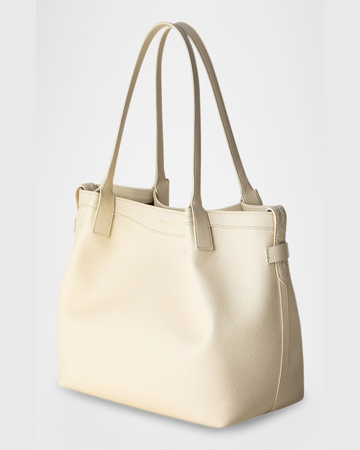 Serapian Secret Small Leather Tote Bag In Cream