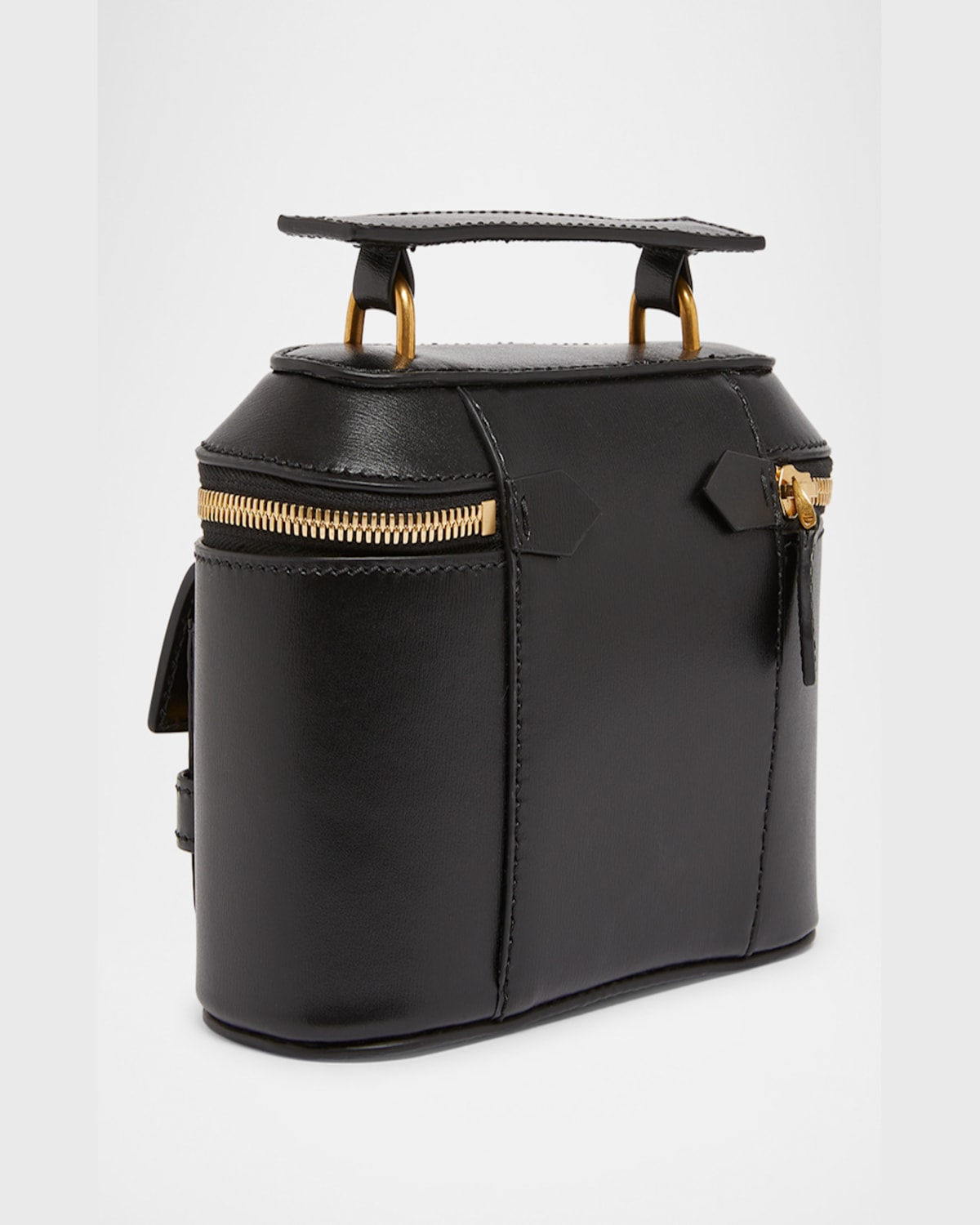 Balmain B Buzz Zip Vanity Top-handle Bag In Calfskin In Noir