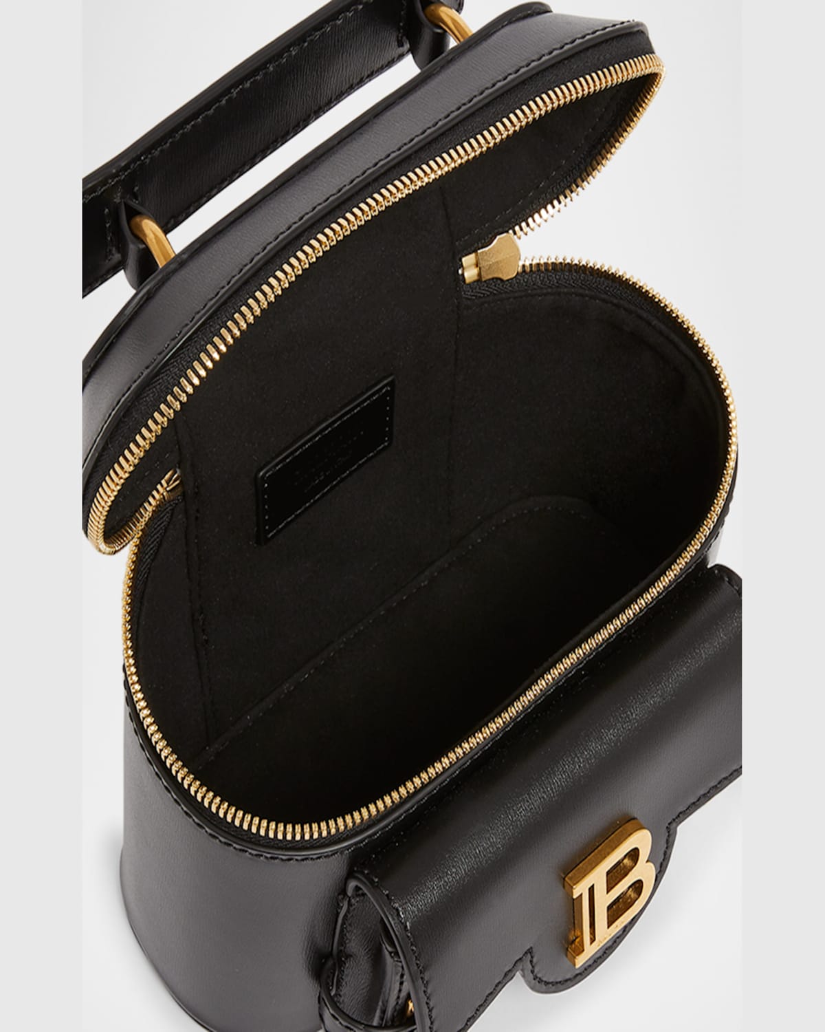 Balmain B Buzz Zip Vanity Top-handle Bag In Calfskin In Noir