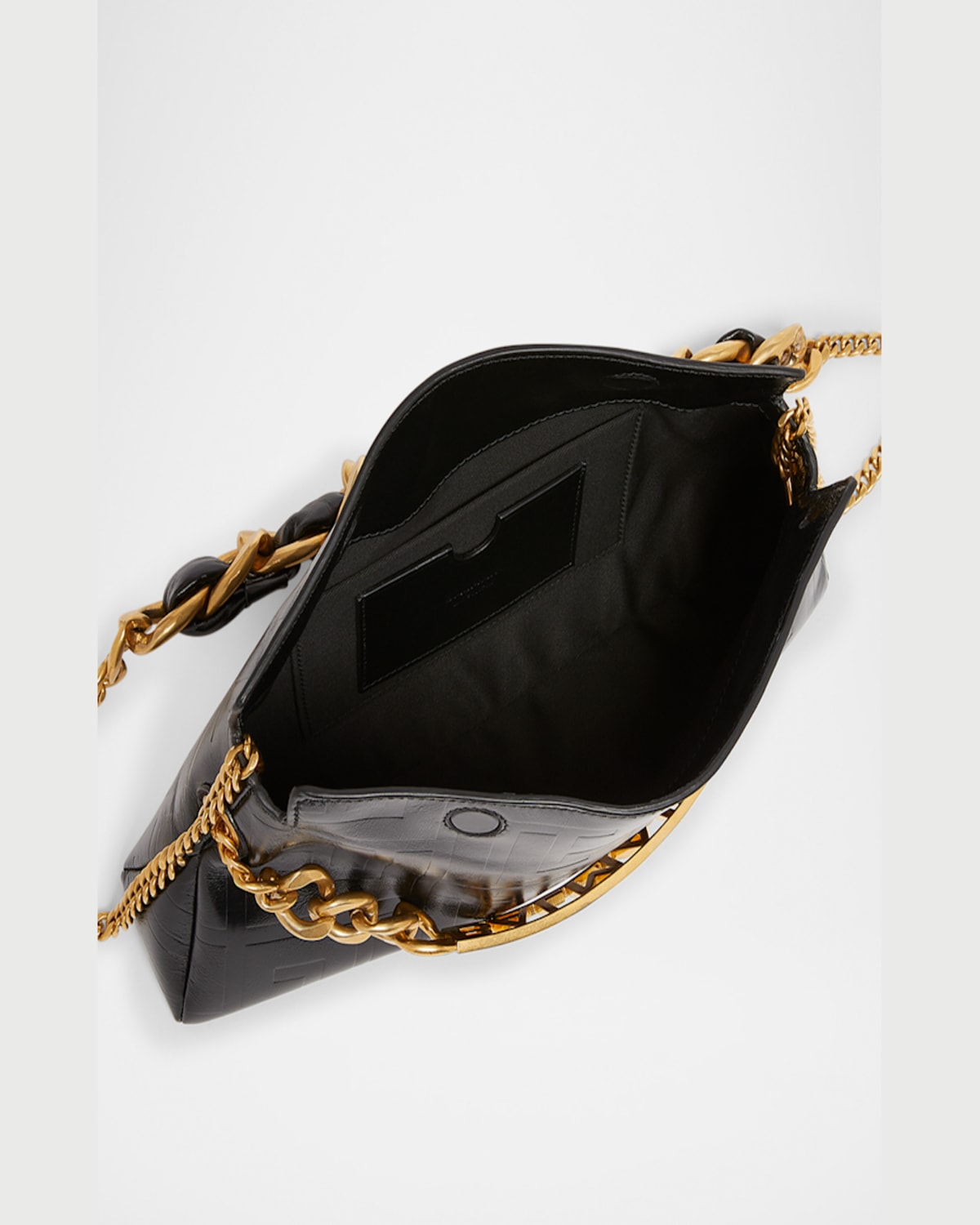 Balmain 1945 Pouch Crossbody Bag In Pb Embossed Crinkle Leather In Noir