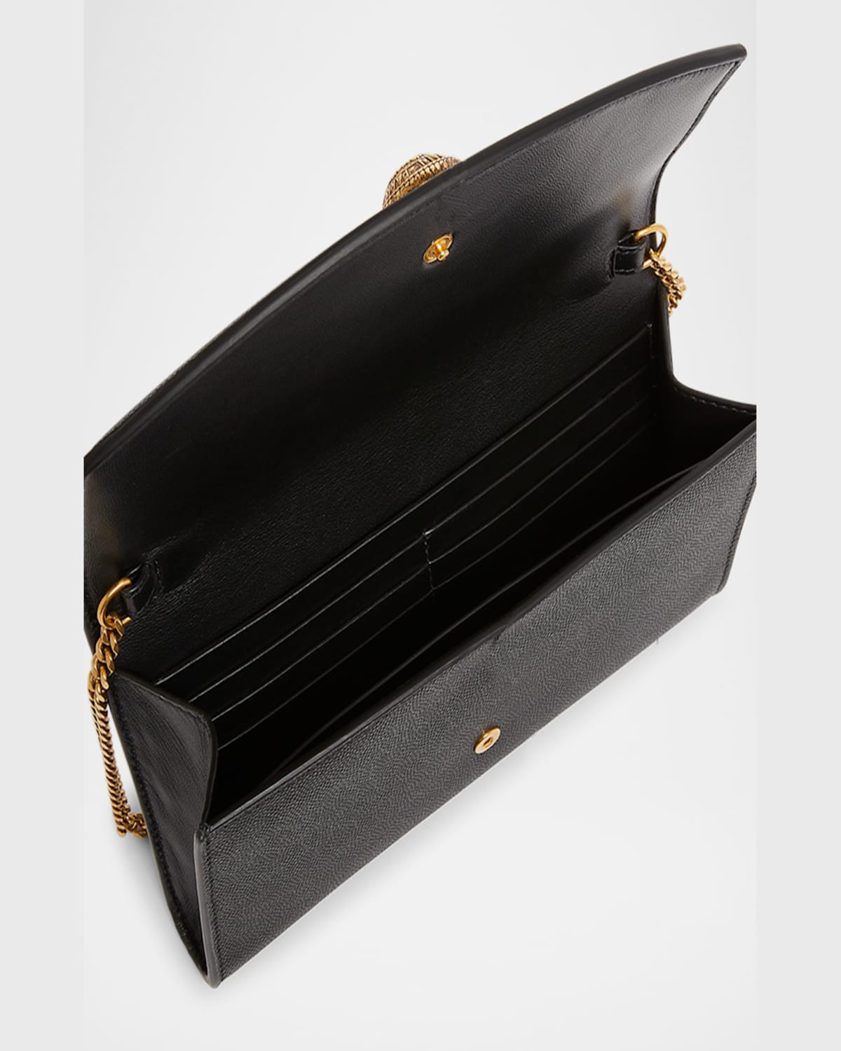 Balmain Emblem Wallet On Chain In Grained Calfskin In 6bo Bleu Nuit