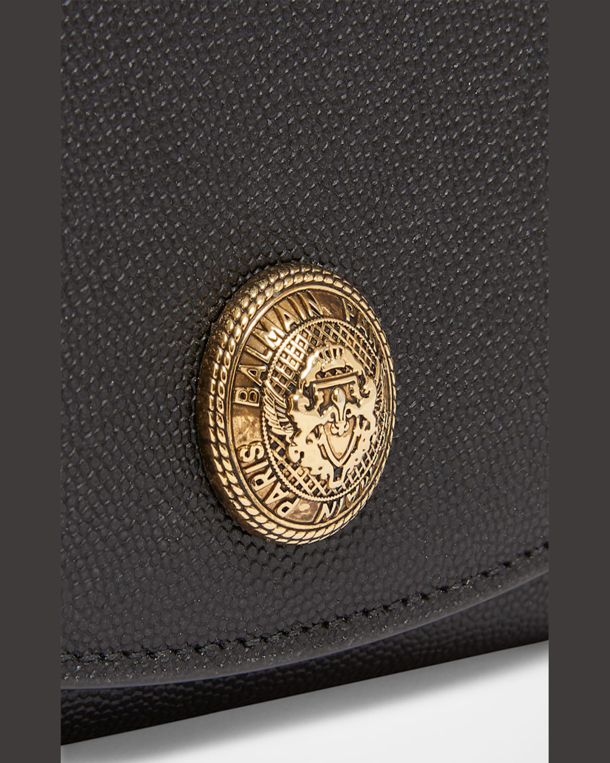 Balmain Emblem Wallet On Chain In Grained Calfskin In 6bo Bleu Nuit