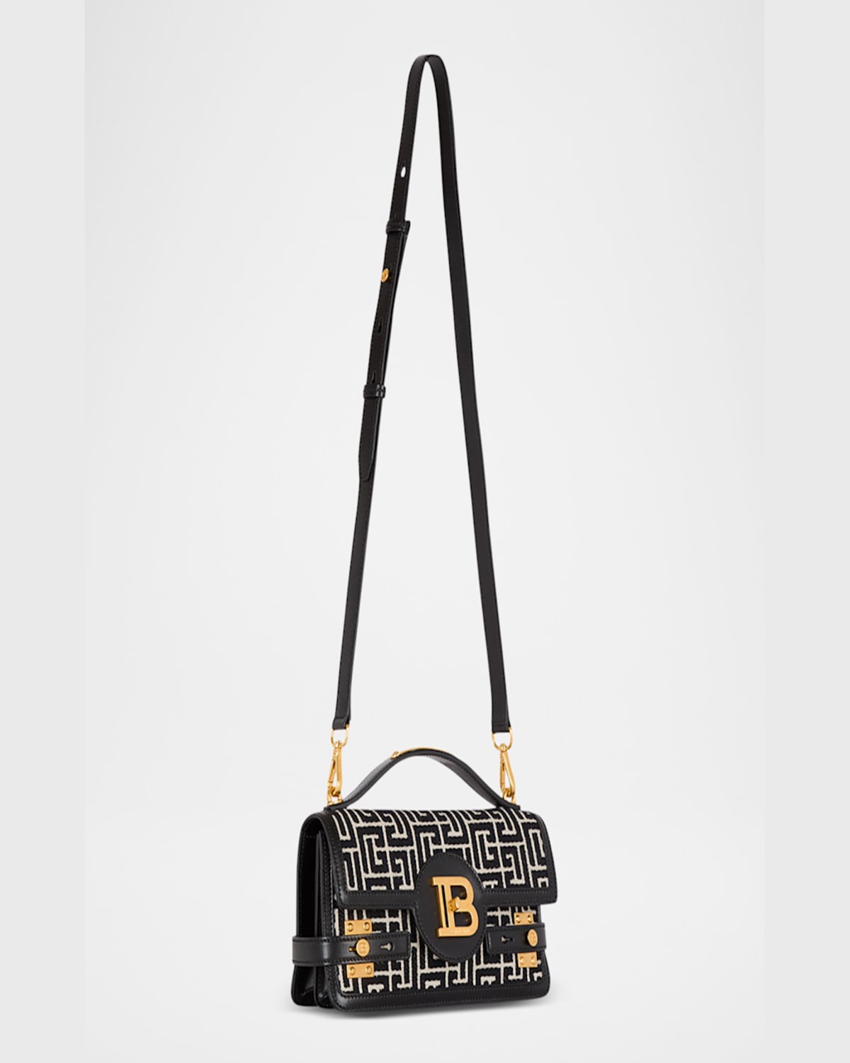 Balmain B Buzz 23 Embossed Labryinth Monogram Leather Clutch In Gfe Ivoire  Noir