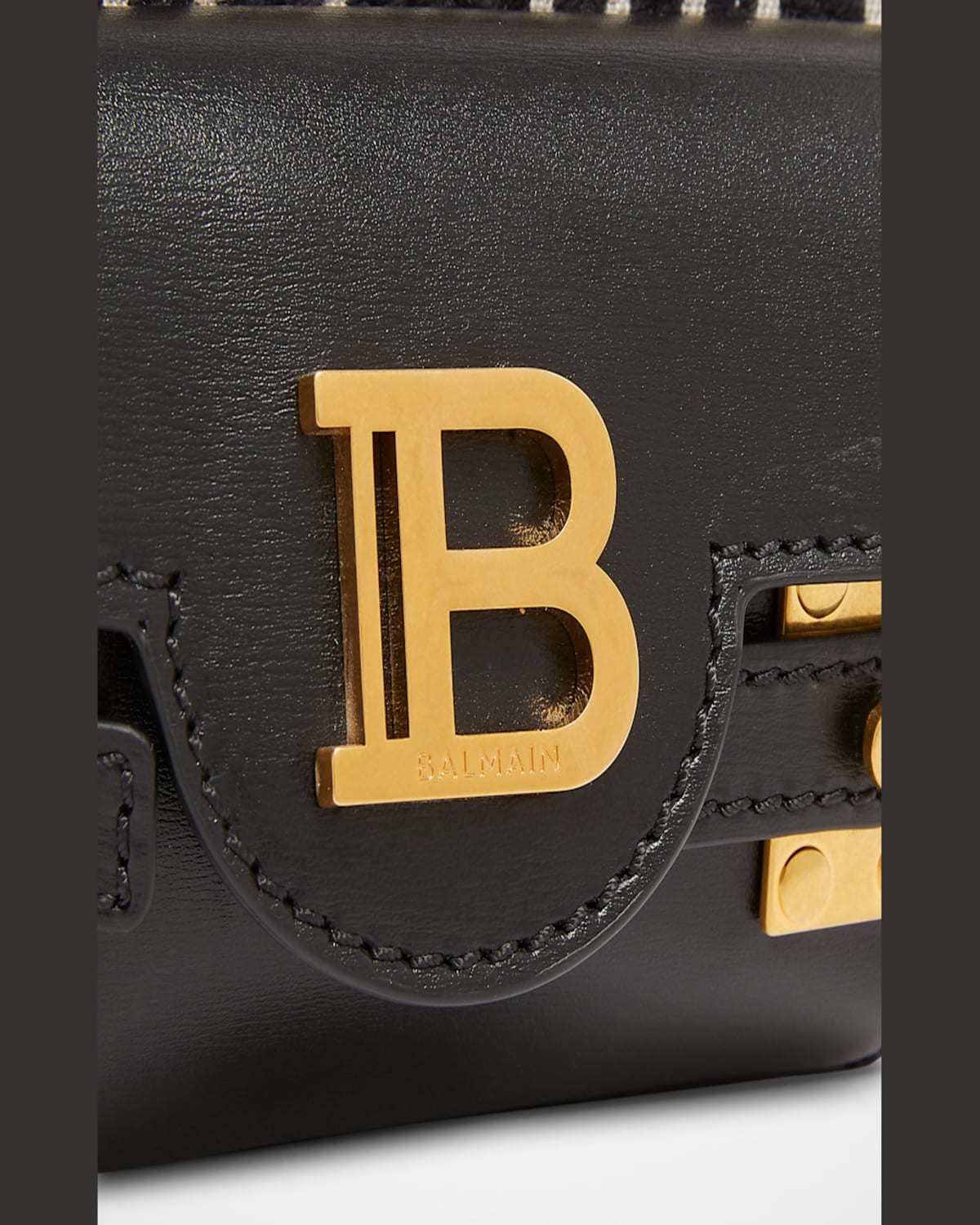 Balmain B Buzz Vanity Top-handle Bag In Monogam Jacquard In Gfe Ivoire  Noir