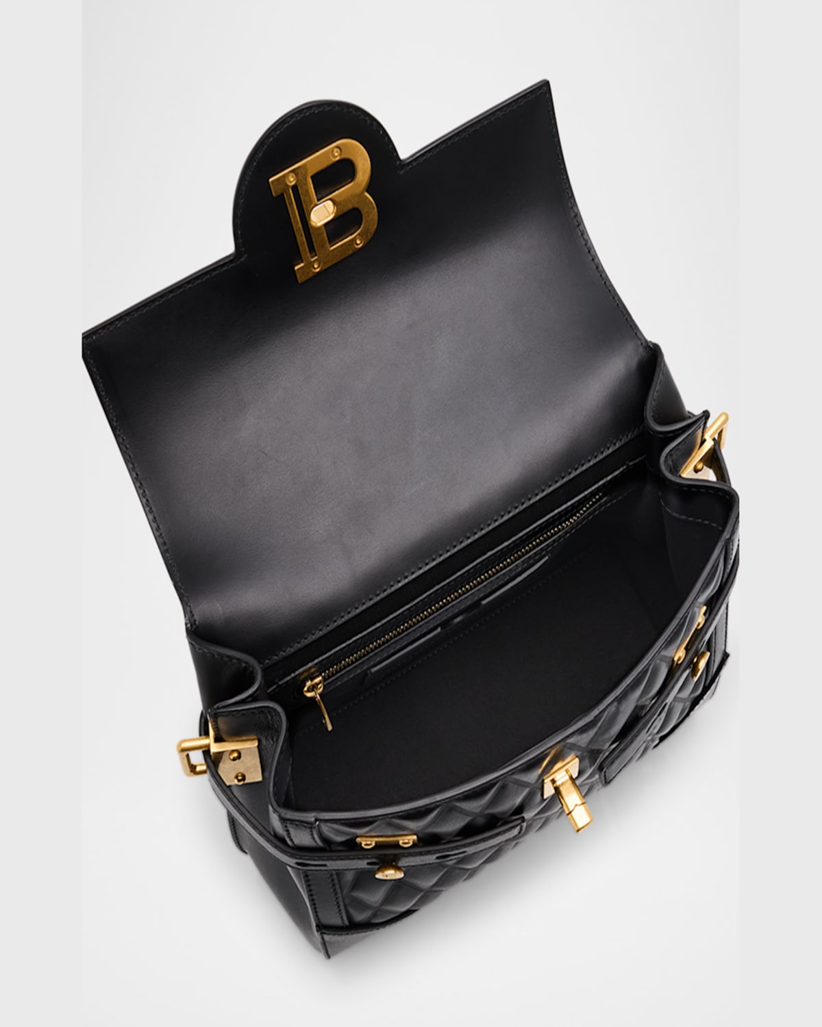 Balmain B Buzz 23 Crossbody Bag In Grid Padded Calfskin In 0pa Noir