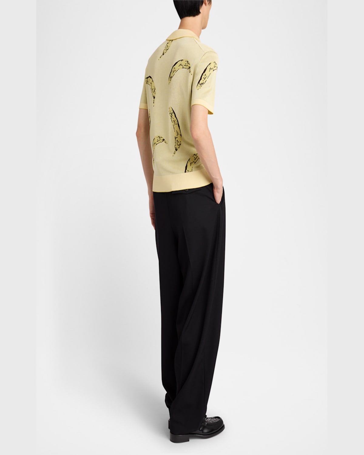 Jacquemus Crew Neck Graphic Print Polo Shirt In Banana Jacquard Yellow