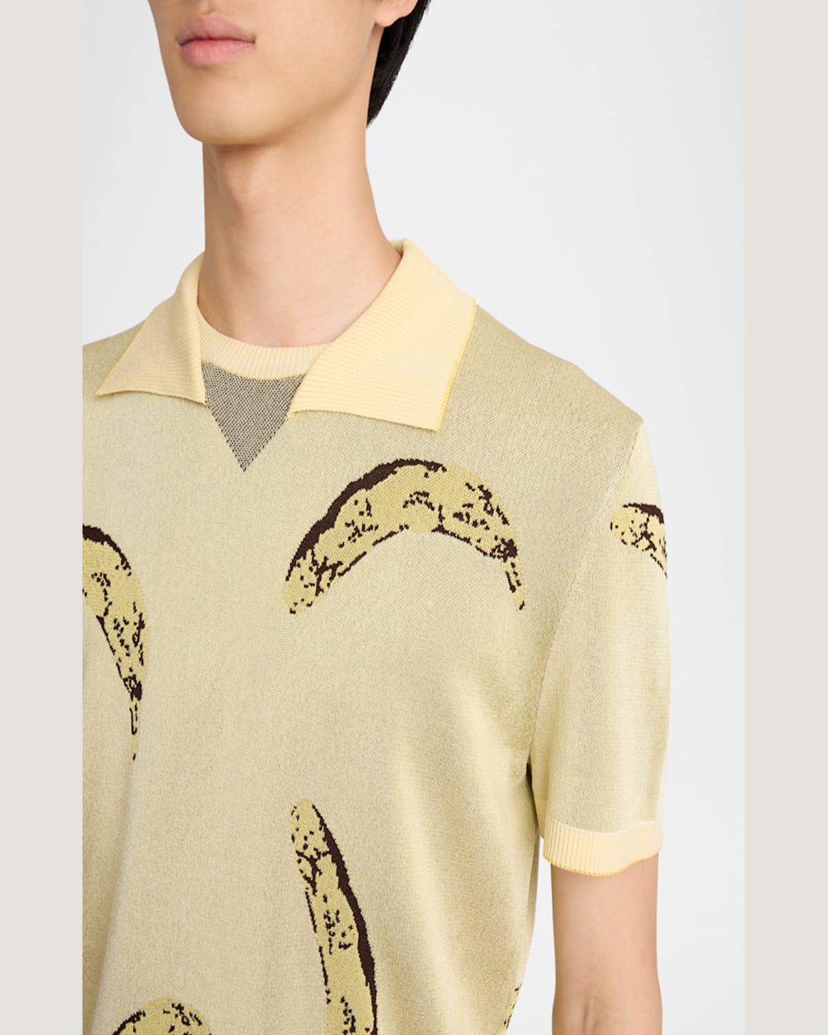Jacquemus Crew Neck Graphic Print Polo Shirt In Banana Jacquard Yellow