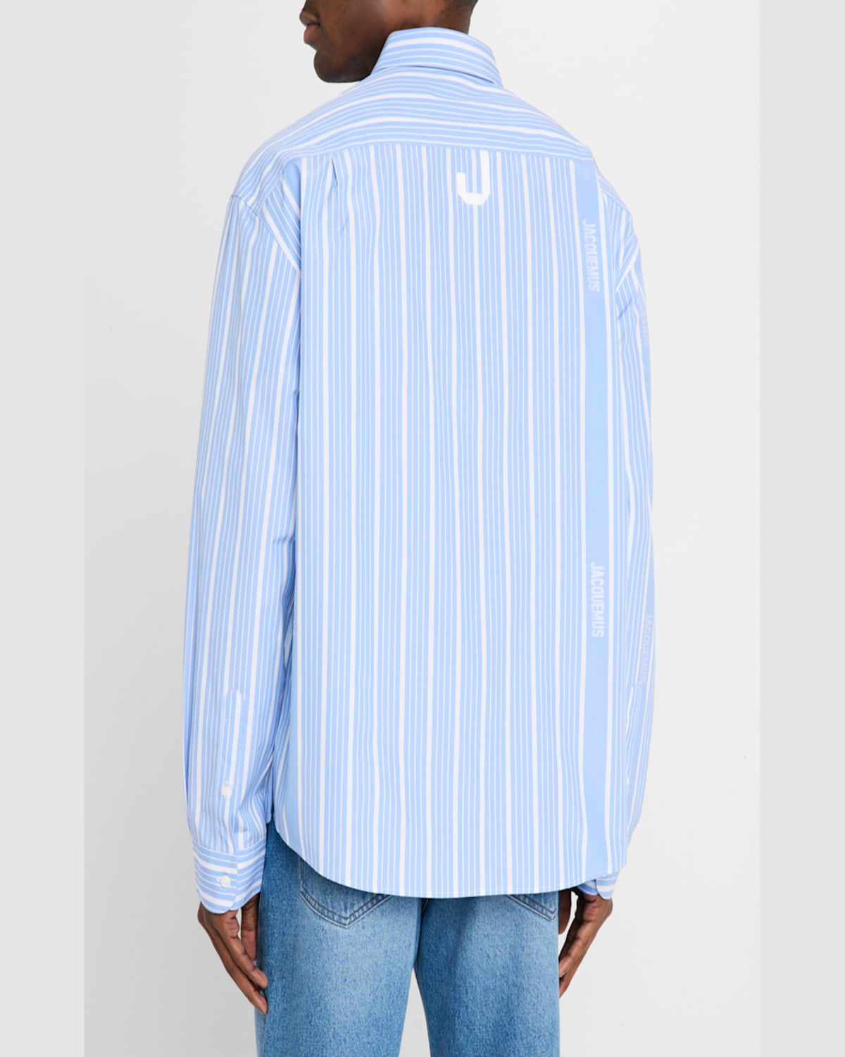 Shop Jacquemus Men's Simon Striped Sport Shirt In Jqd Business Big Logo