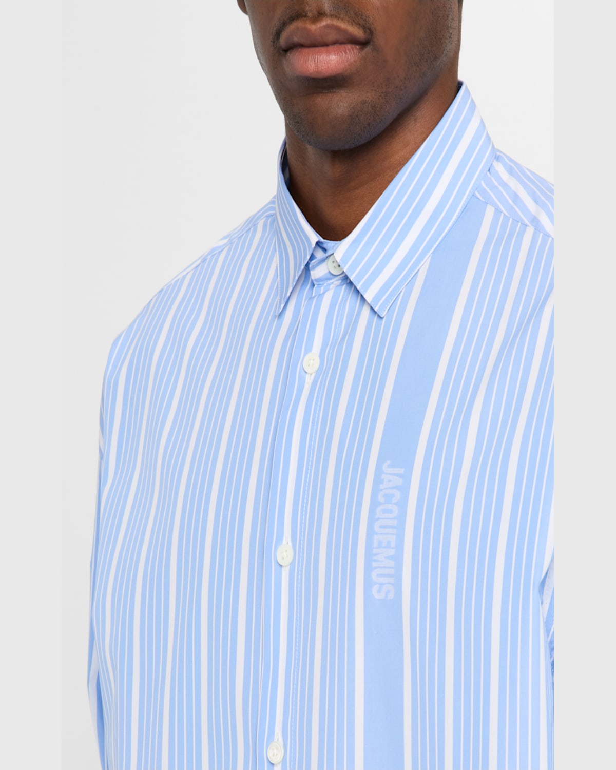 Shop Jacquemus Men's Simon Striped Sport Shirt In Jqd Business Big Logo