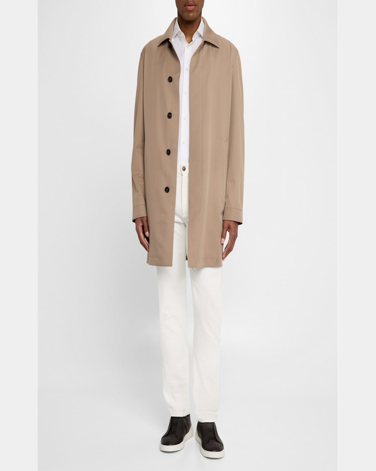 Shop Zegna Men's Microfiber Raincoat In Md Brw Sld