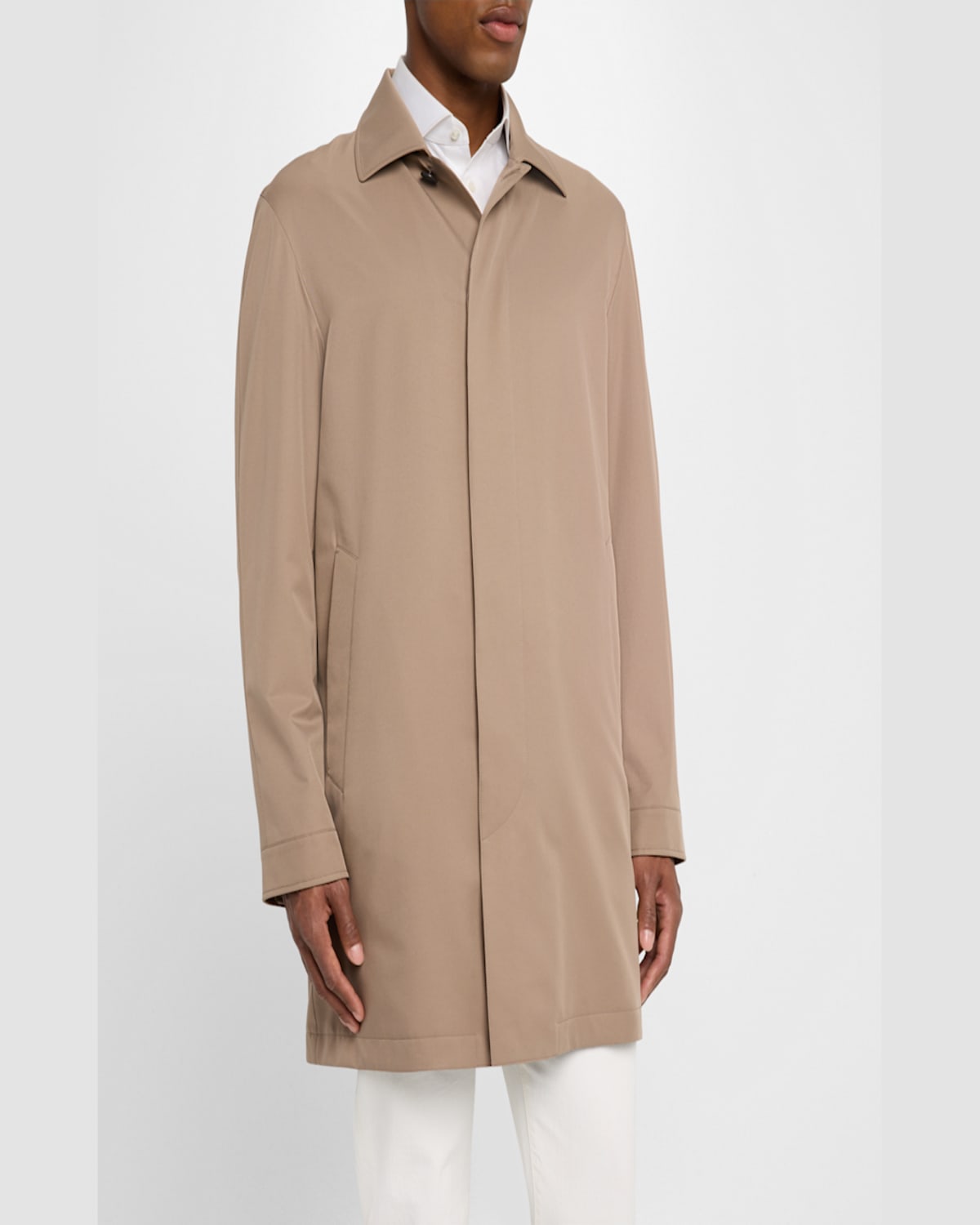 ZEGNA MEN'S MICROFIBER RAINCOAT 
