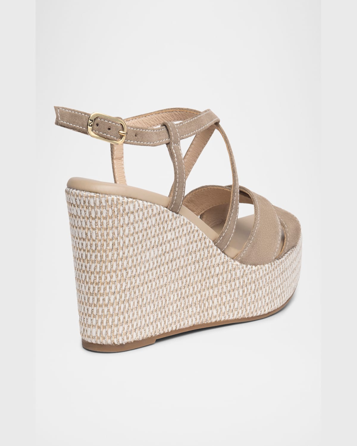 Nerogiardini Suede Crisscross Wedge Platform Sandals In Taupe