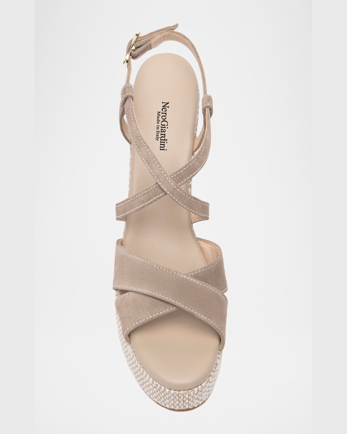 Nerogiardini Suede Crisscross Wedge Platform Sandals In Taupe