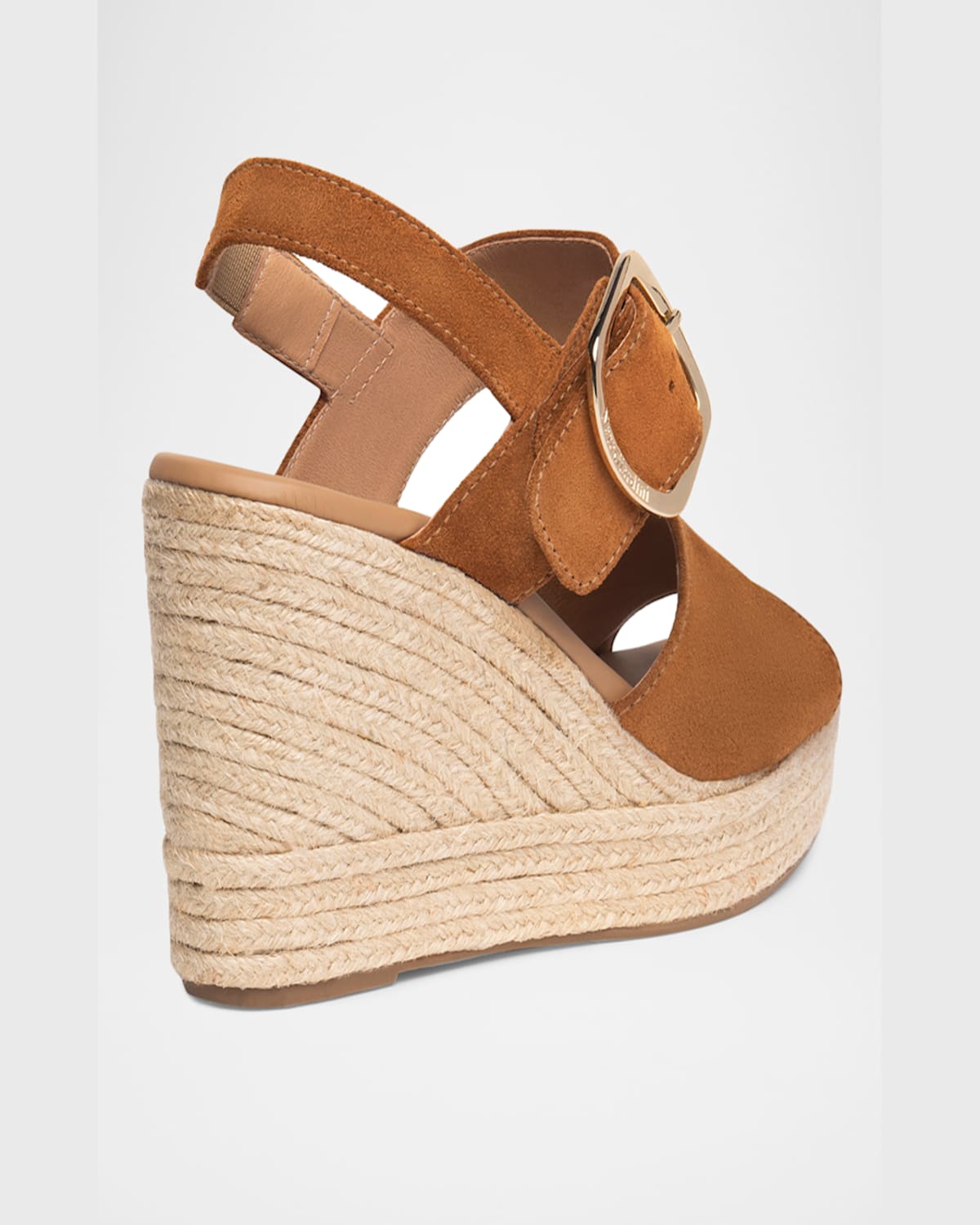 Nerogiardini Suede Buckled Strap Espadrille Wedge Sandals In Taupe