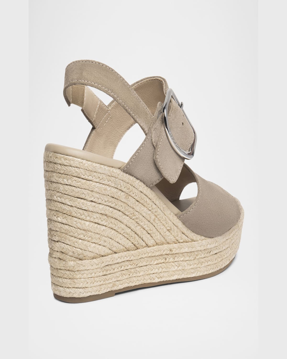 Nerogiardini Suede Buckled Strap Espadrille Wedge Sandals In Taupe