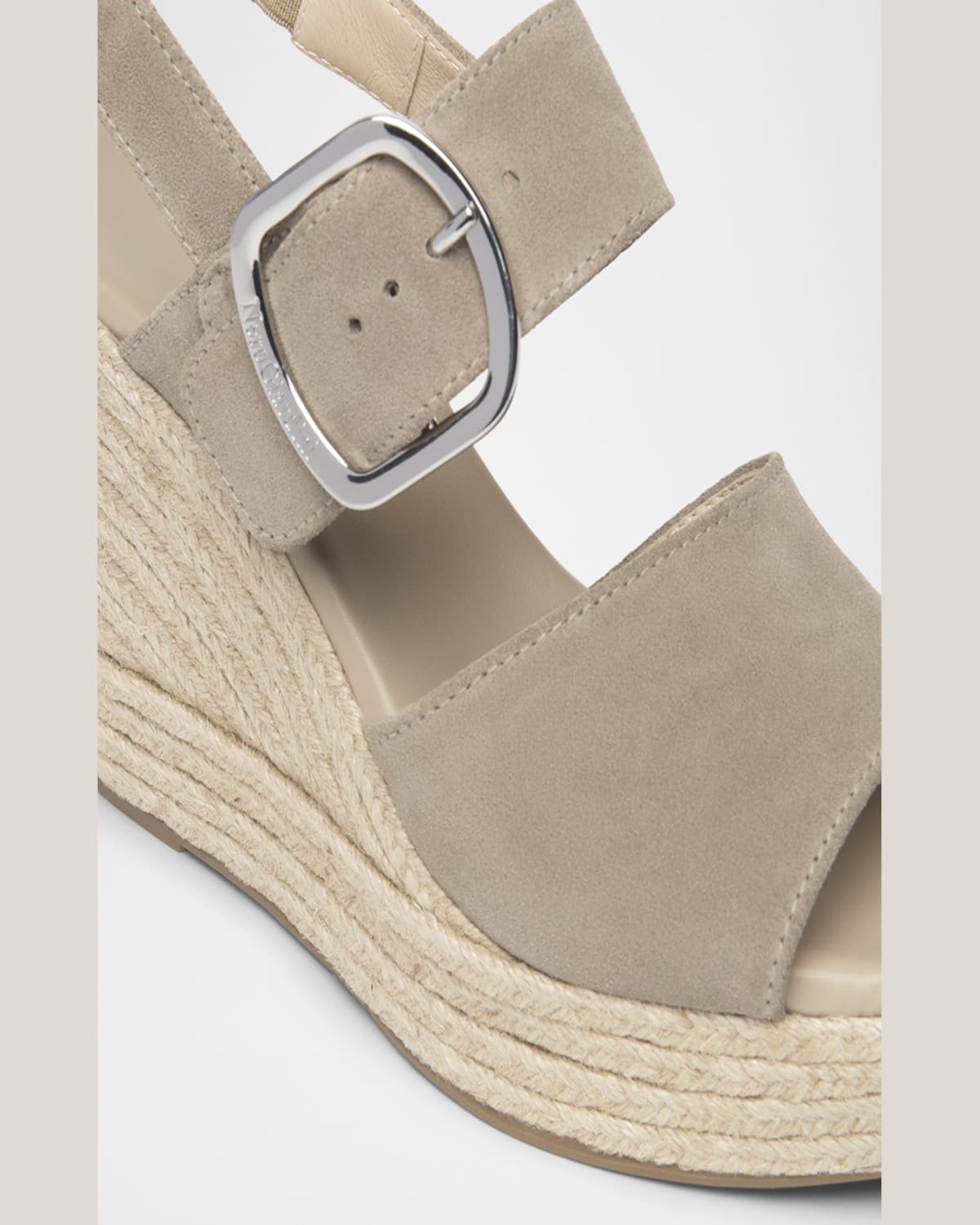 Nerogiardini Suede Buckled Strap Espadrille Wedge Sandals In Taupe