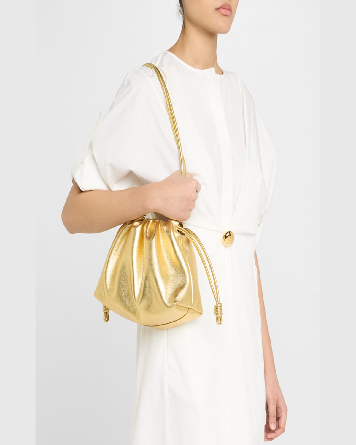 Loewe Mini Puzzle Leather Shoulder Bag In Gold