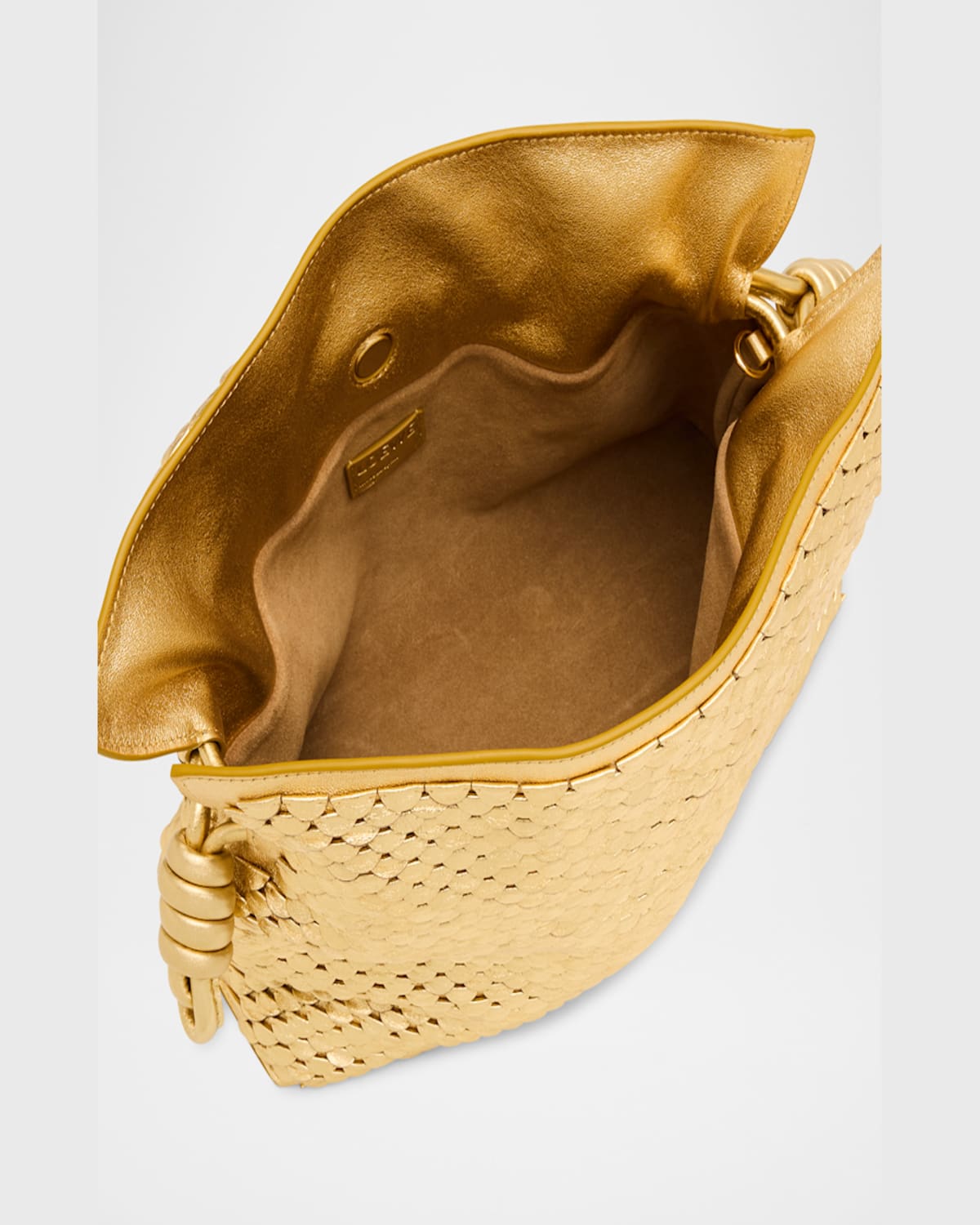 Loewe Flamenco Clutch Bag In Scales Metallic Leather In Gold
