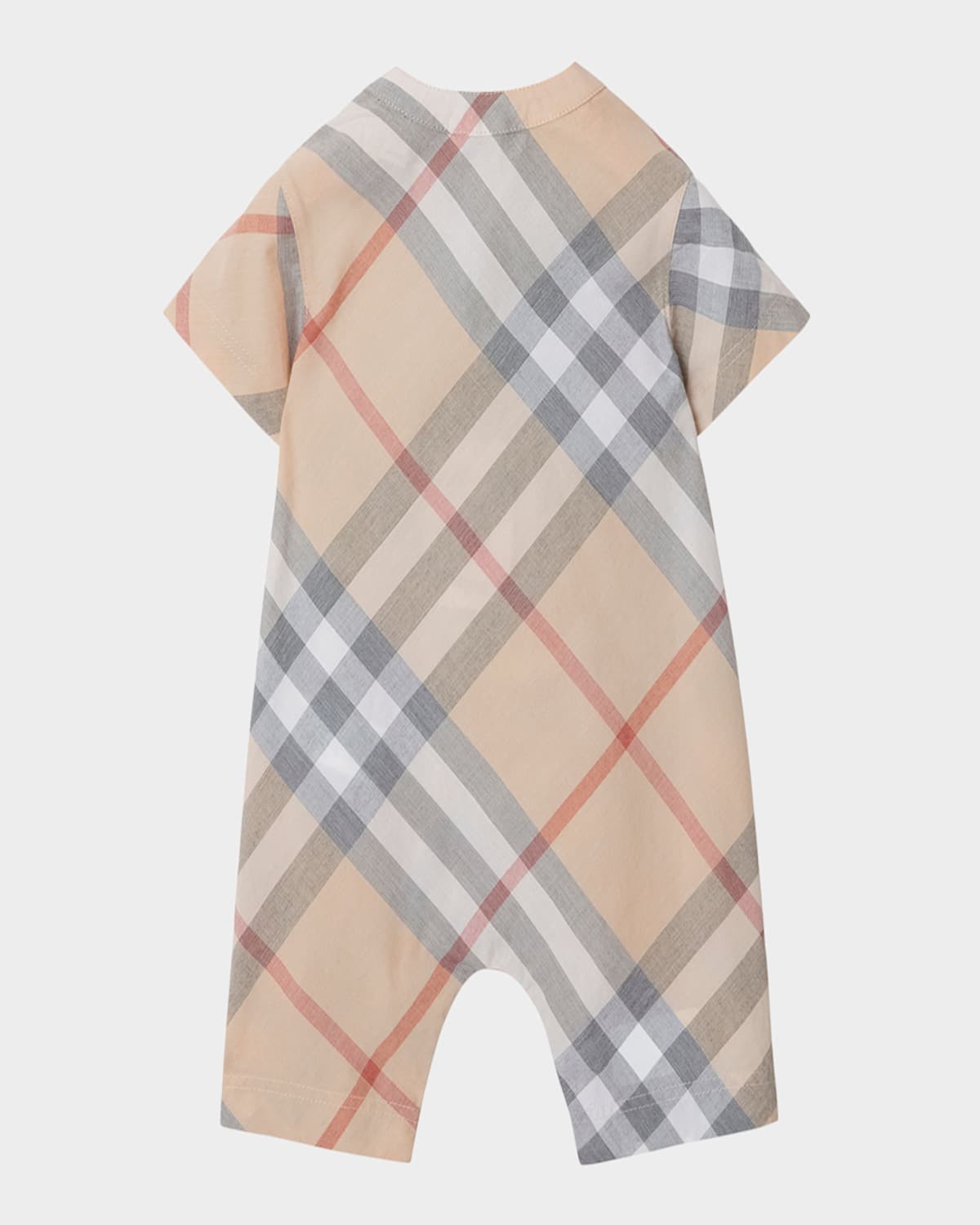 Burberry Boy's Lennie Romper And Hat Set In Pale Stone Ip Check