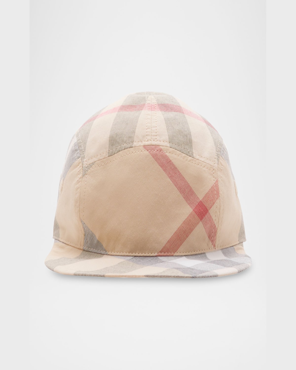 Burberry Boy's Lennie Romper And Hat Set In Pale Stone Ip Check