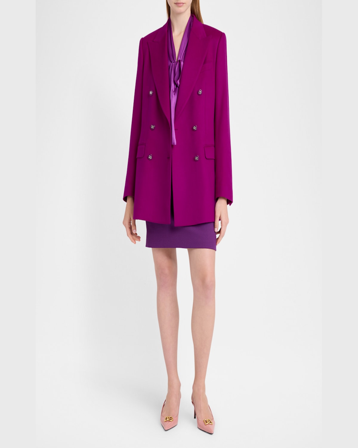 Dolce & Gabbana Oversize Double-breasted Cashmere Jacket In Pink