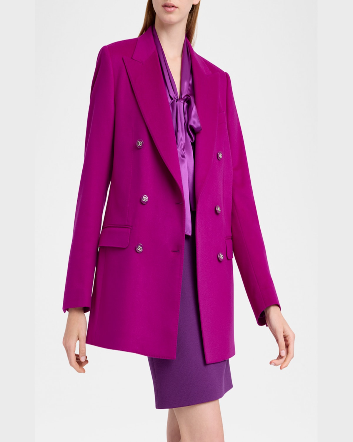 Dolce & Gabbana Oversize Double-breasted Cashmere Jacket In Pink