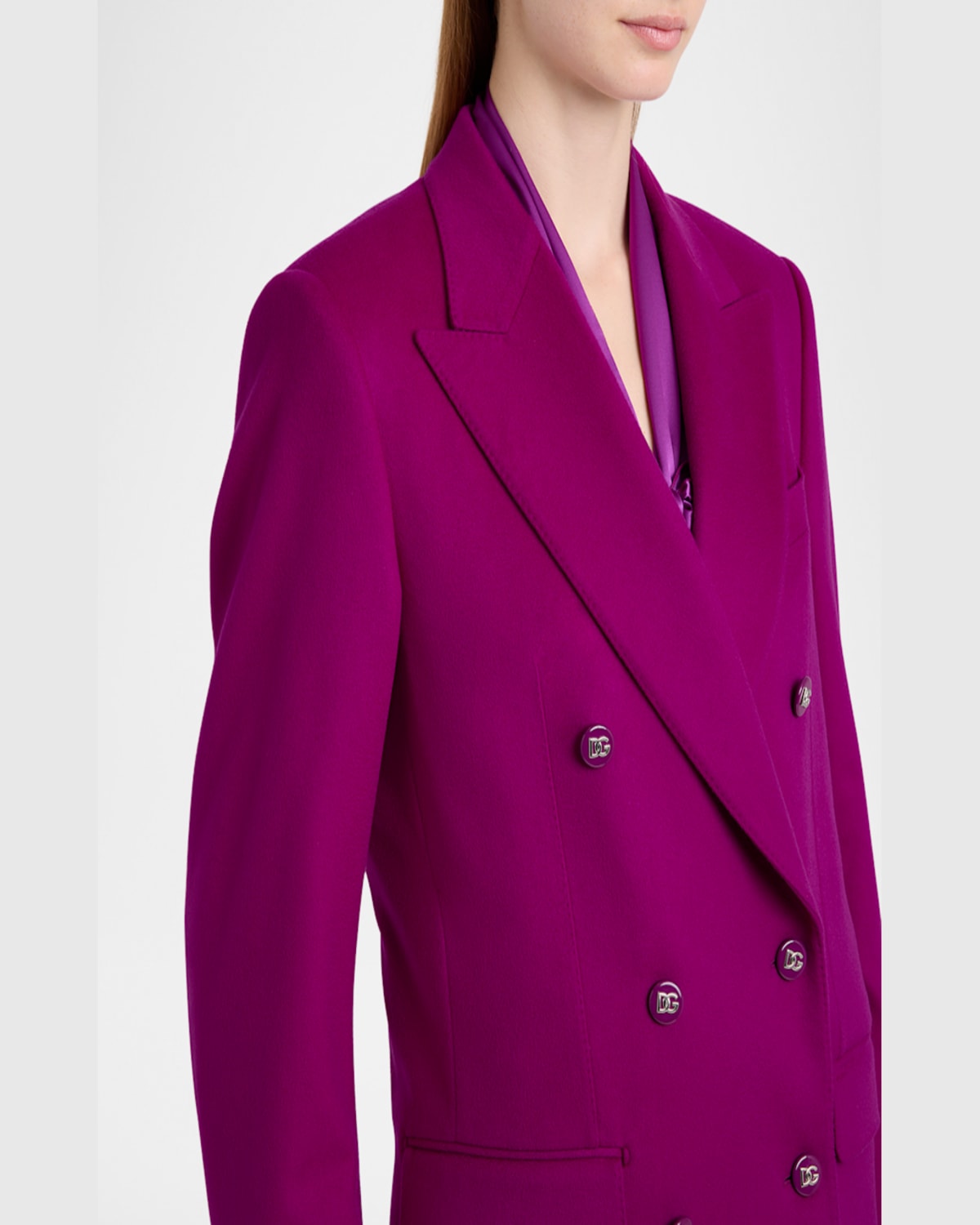 Dolce & Gabbana Oversize Double-breasted Cashmere Jacket In Pink
