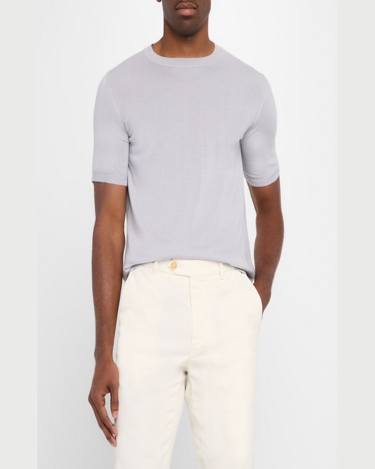 Isaia Men's Luxe Crew Knit Shirt In Pink