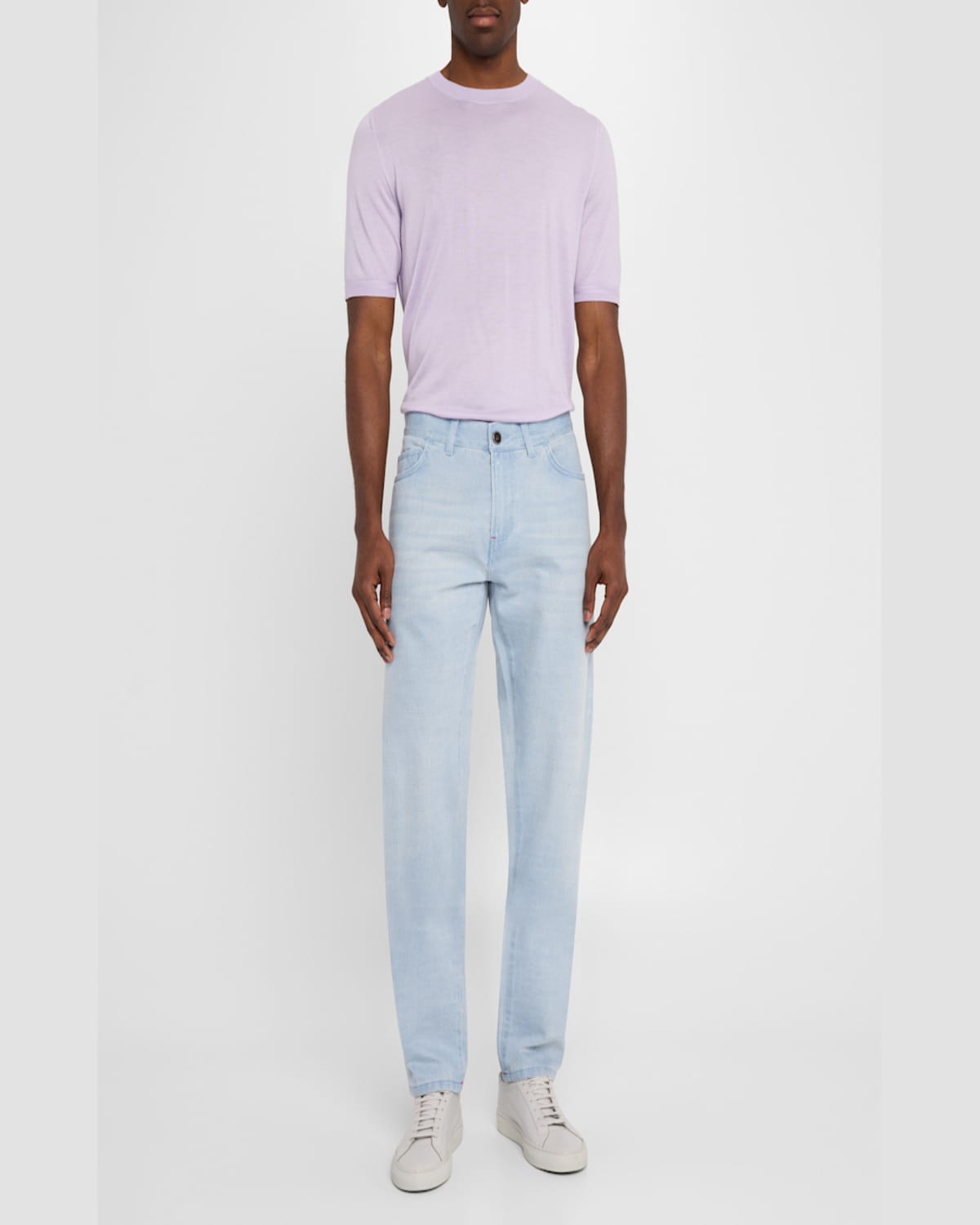 Isaia Men's Luxe Crew Knit Shirt In Pink