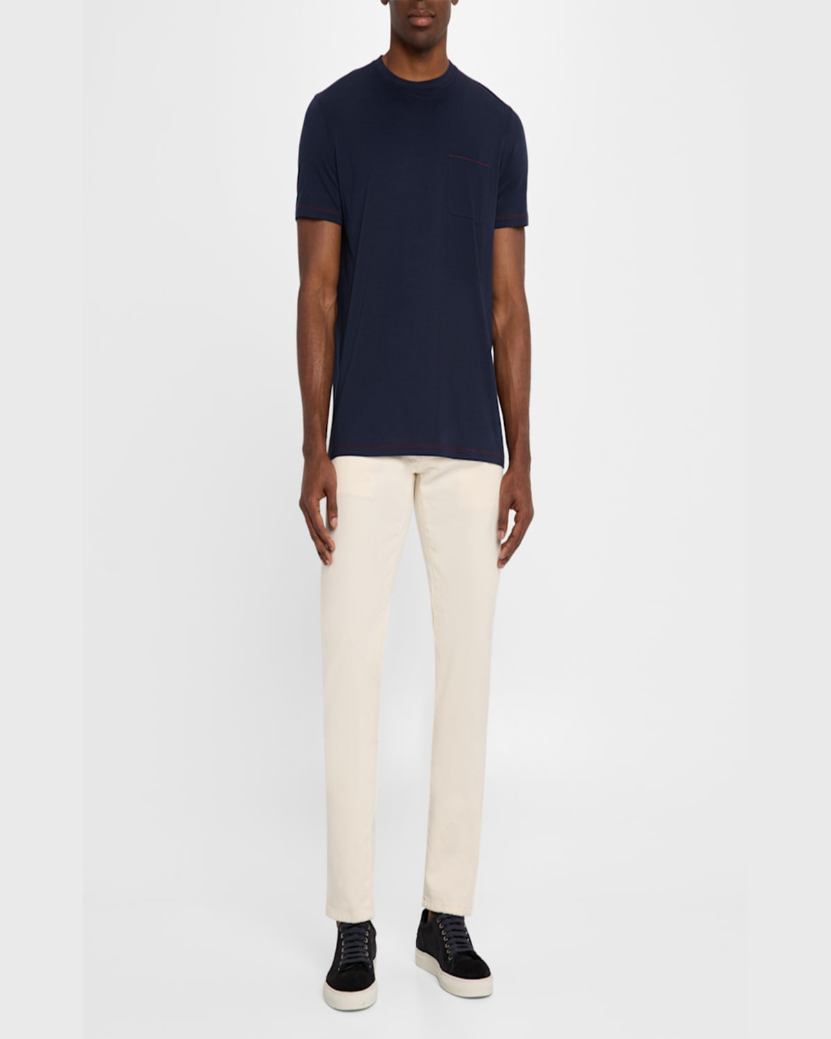 Isaia Men's Ecru Denim Five-pocket Pants In White One