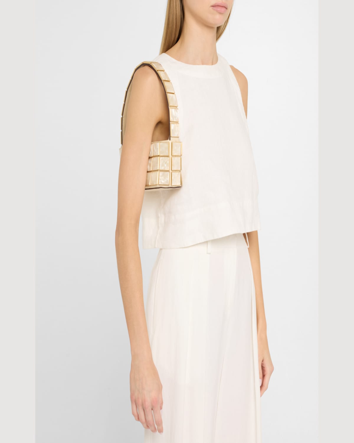 Cult Gaia Romy Geometric Acrylic Shoulder Bag In Ivory