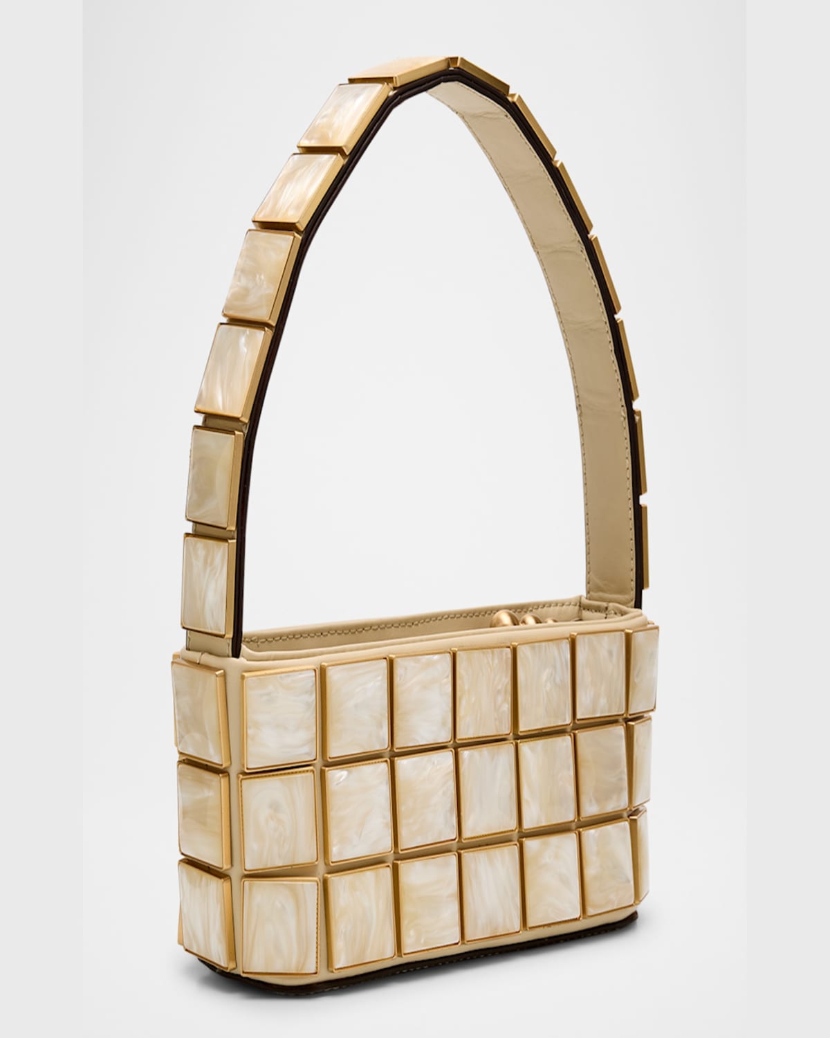 Cult Gaia Romy Geometric Acrylic Shoulder Bag In Ivory