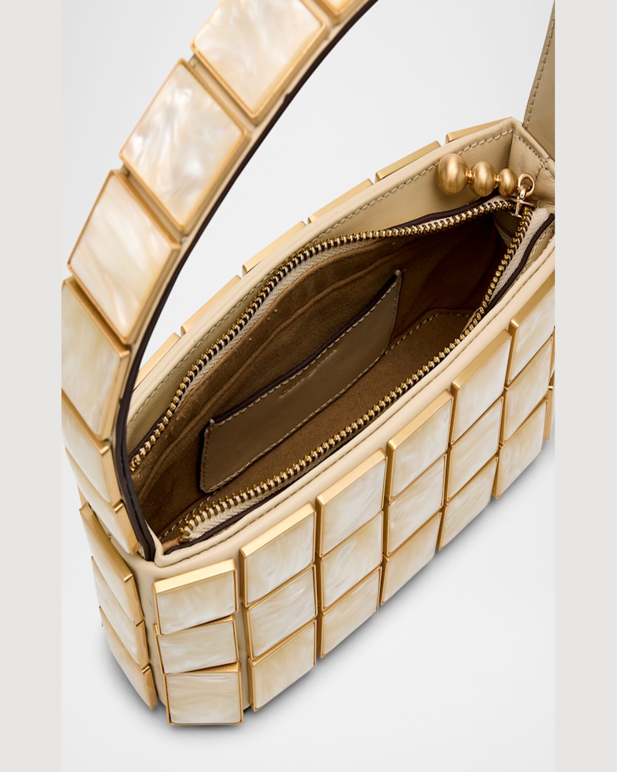 Cult Gaia Romy Geometric Acrylic Shoulder Bag In Ivory