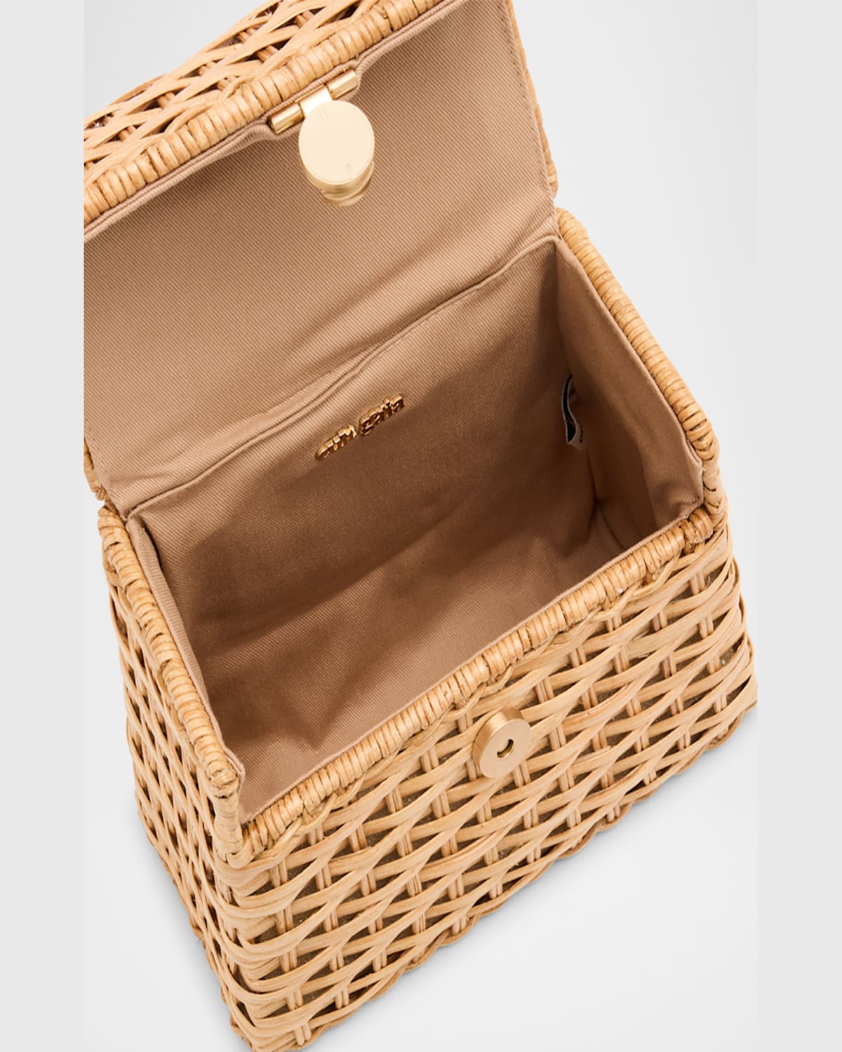 Cult Gaia Sybil Flap Rattan Crossbody Bag In Lt Toasted Ntrl