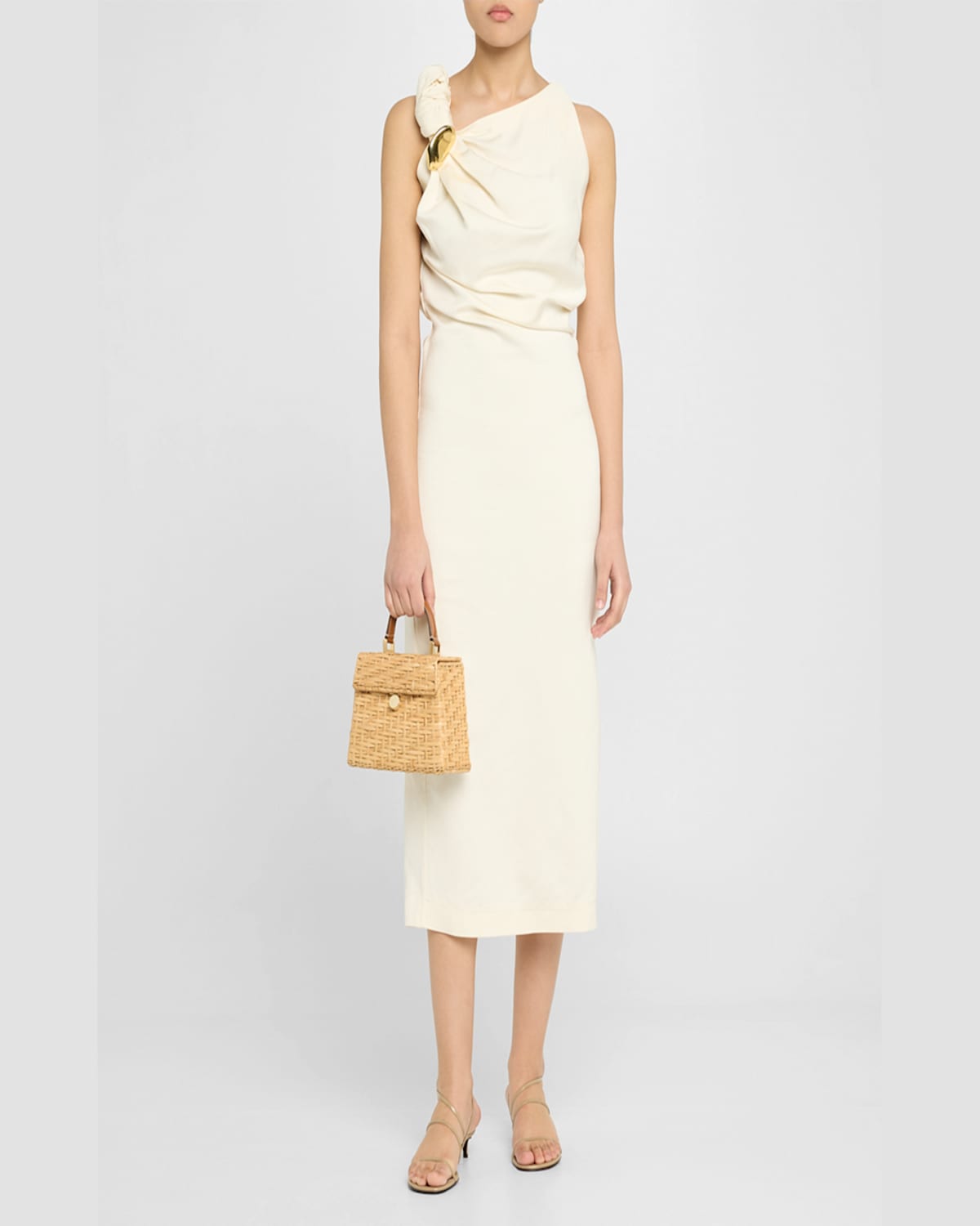 Cult Gaia Sybil Flap Rattan Crossbody Bag In Lt Toasted Ntrl