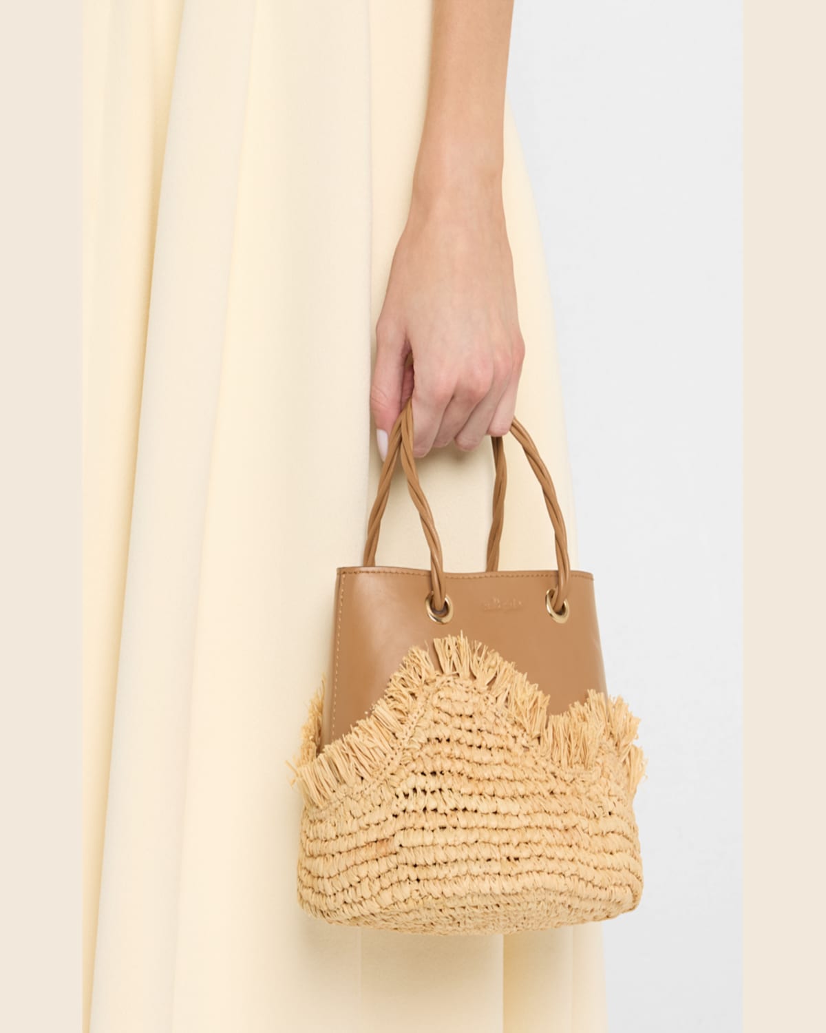 Cult Gaia Jojo Logo Embossed Tote Bag In Camel