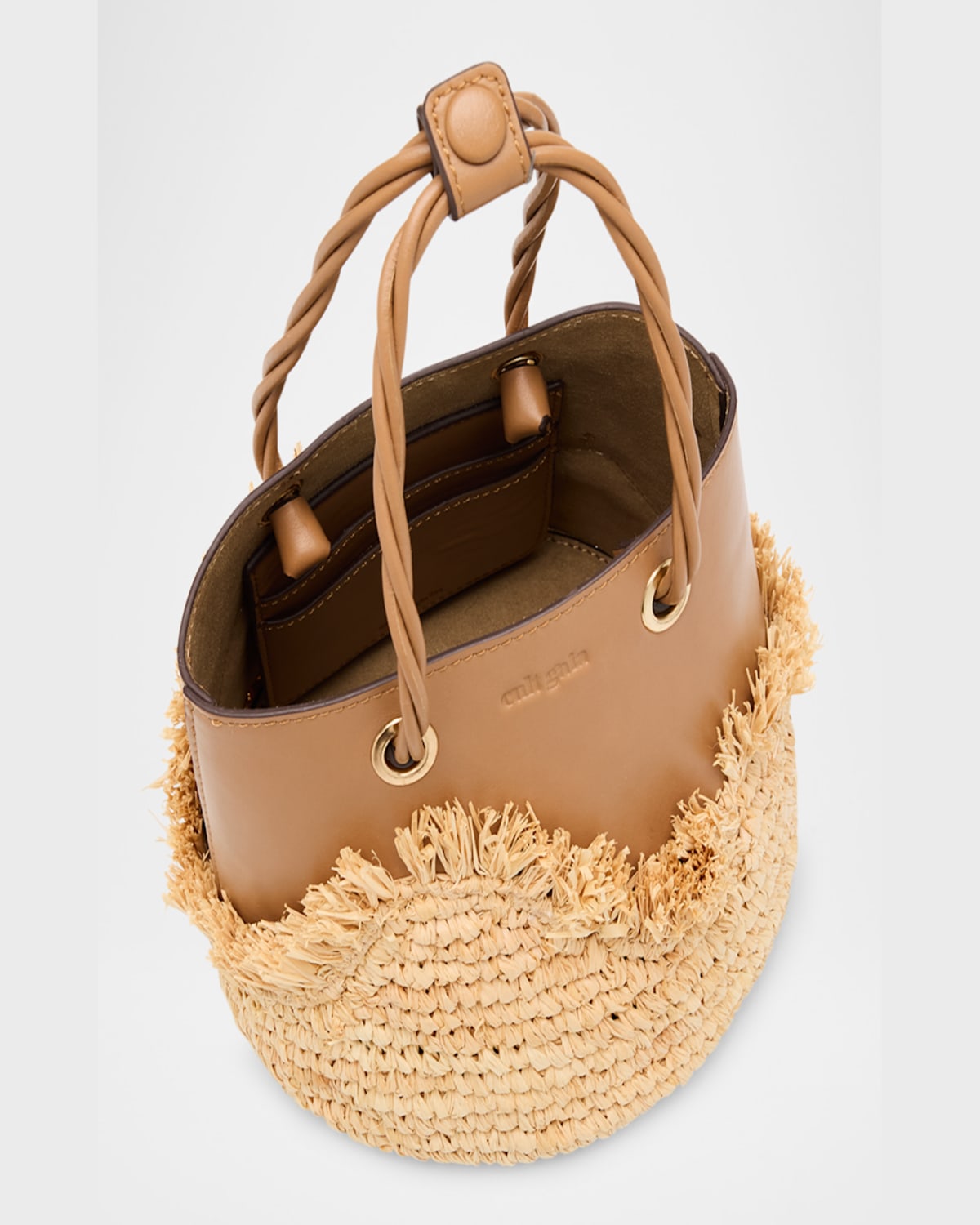 Cult Gaia Jojo Logo Embossed Tote Bag In Camel