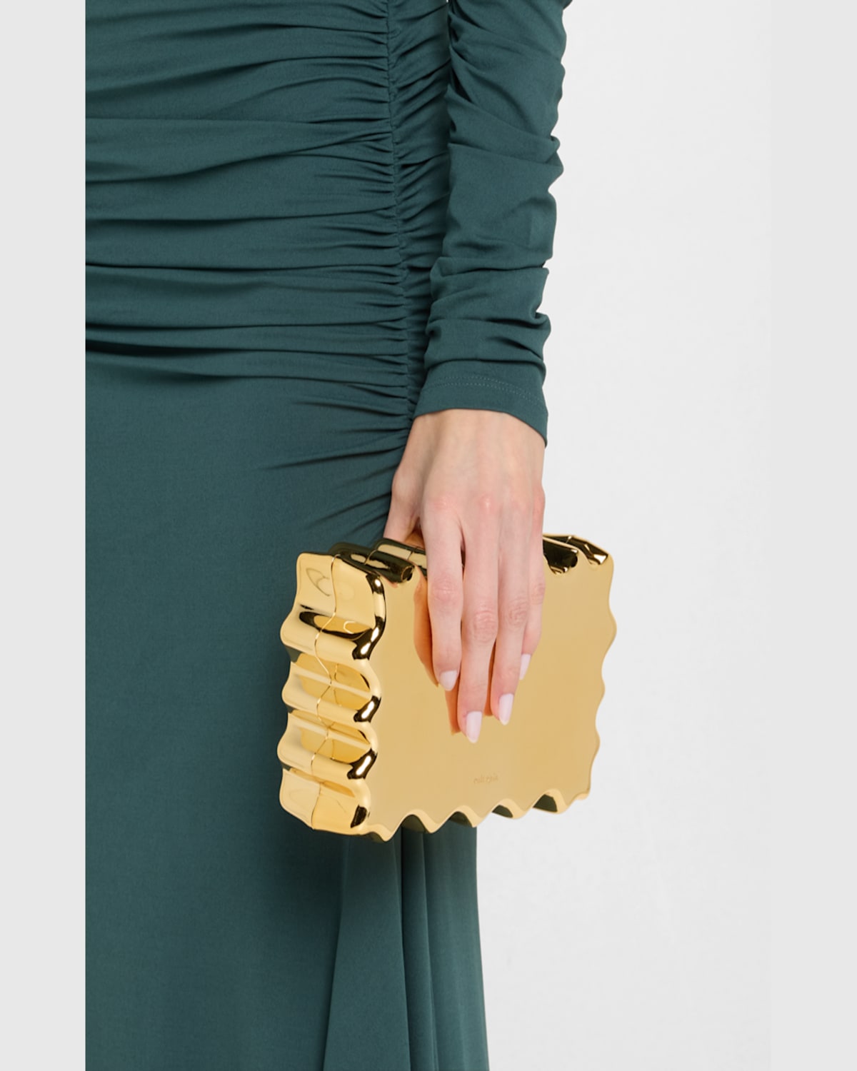 Cult Gaia Paloma Metallic Acrylic Clutch In Shiny Gold