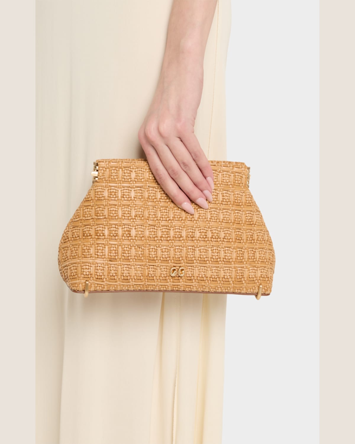 Shop Cult Gaia Lillia Mini Woven Clutch Bag In Toasted Natural