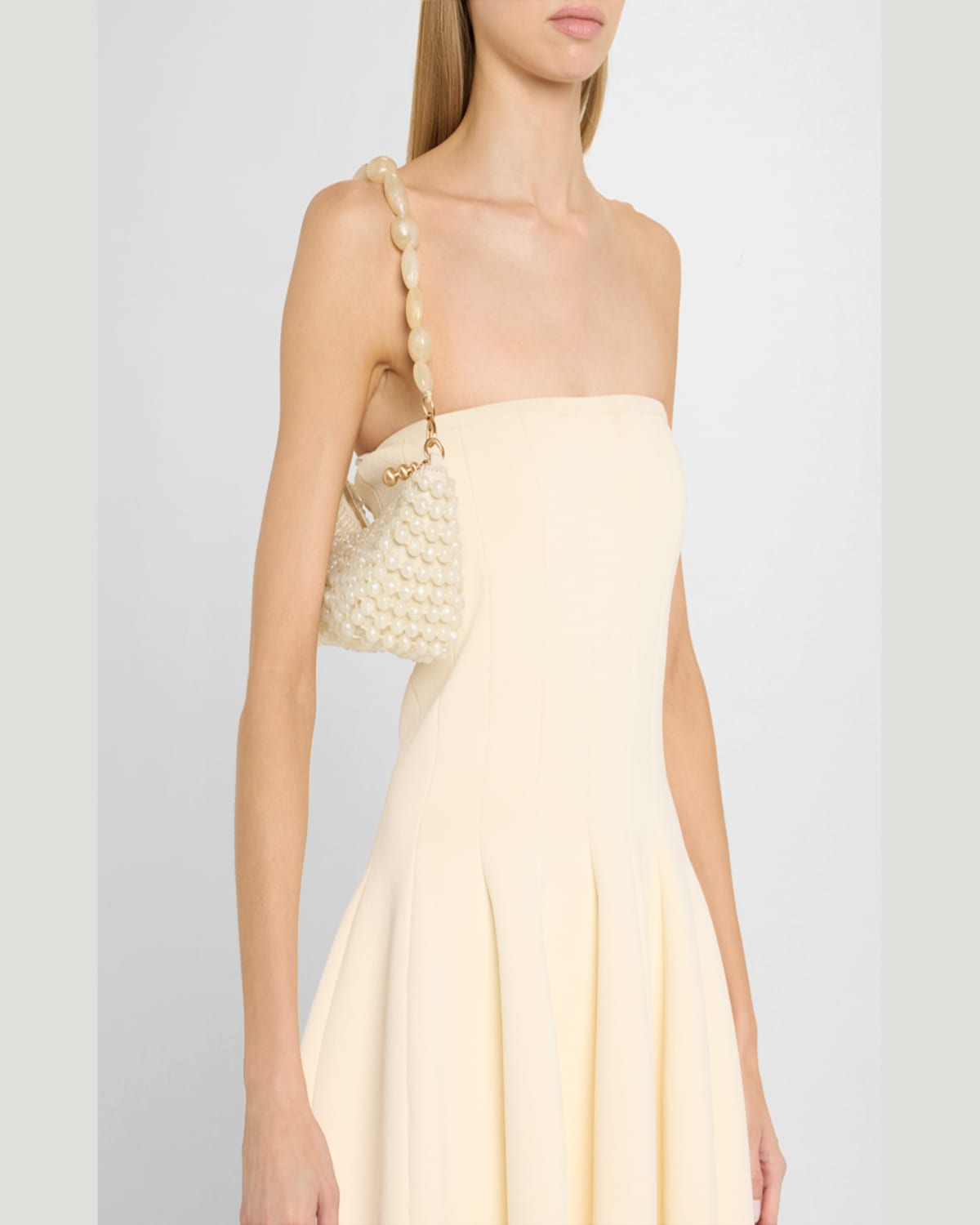 Shop Cult Gaia Mercier Beaded Zip Shoulder Bag In Ivory