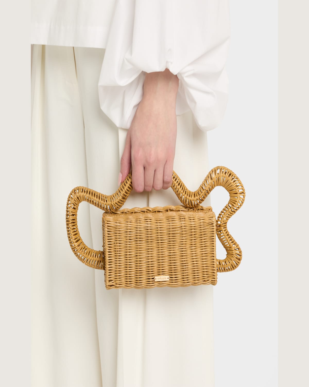 Shop Cult Gaia Elsa Wavy Rattan Clutch Bag In Natural