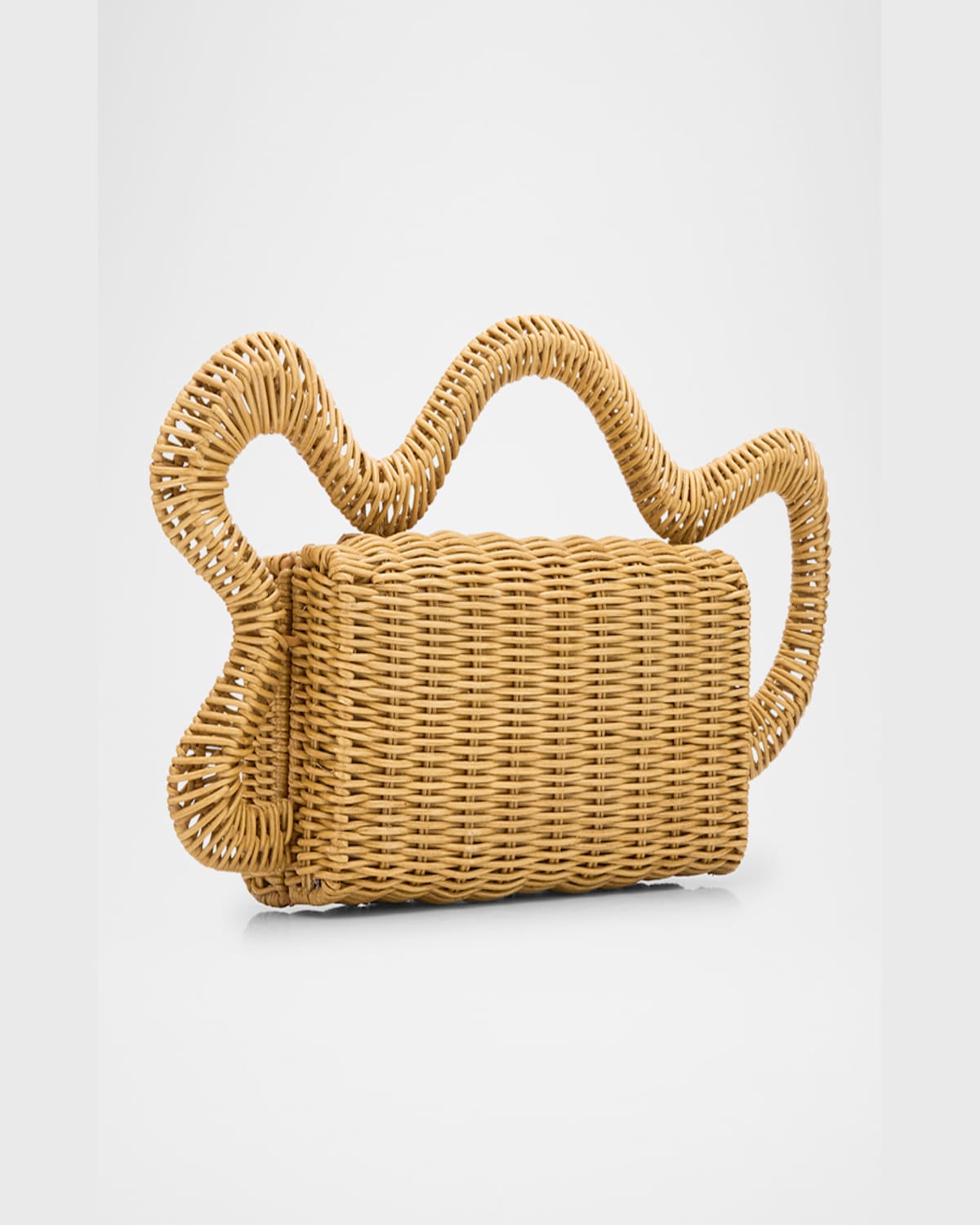 CULT GAIA ELSA WAVY RATTAN CLUTCH BAG 