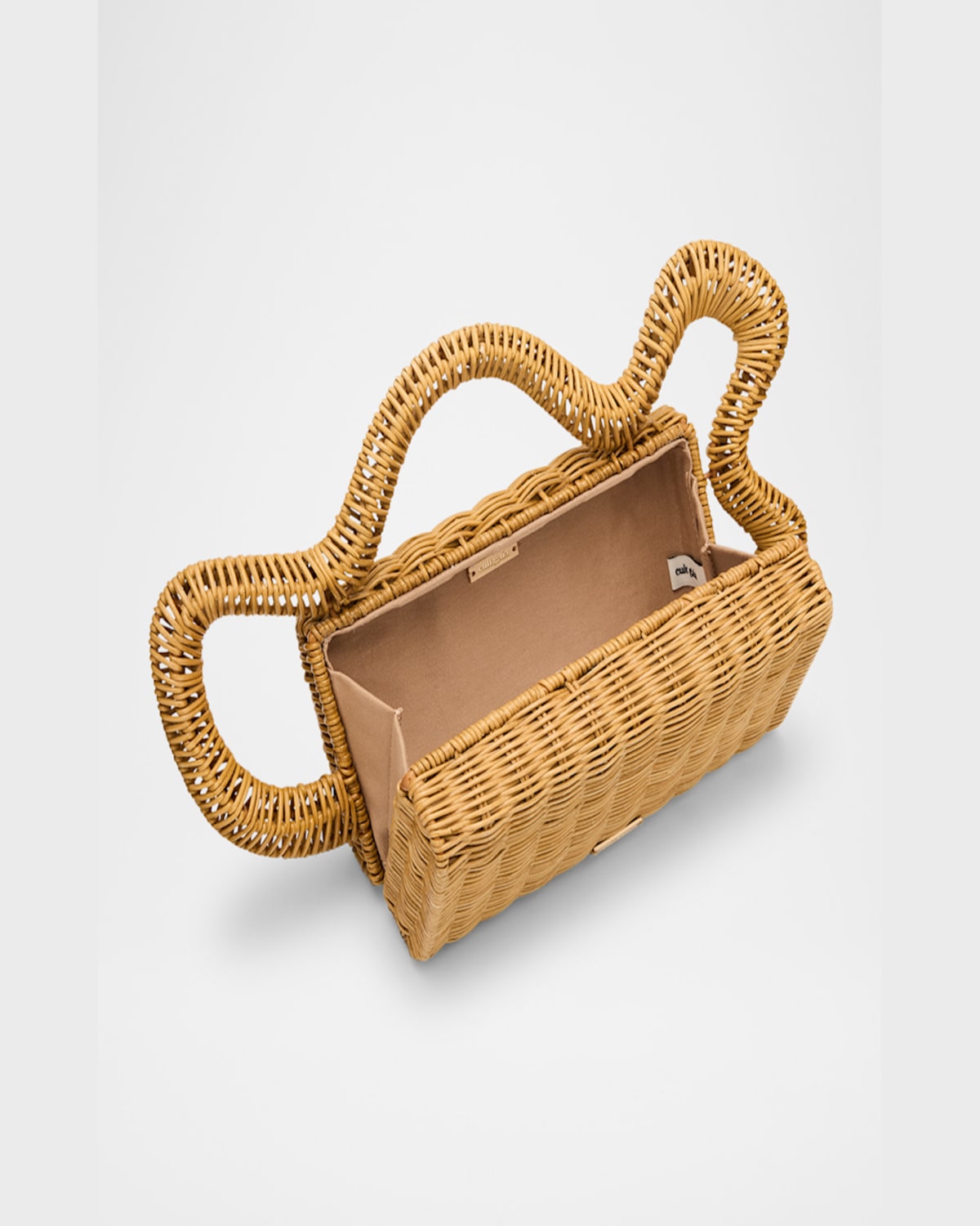 CULT GAIA ELSA WAVY RATTAN CLUTCH BAG 