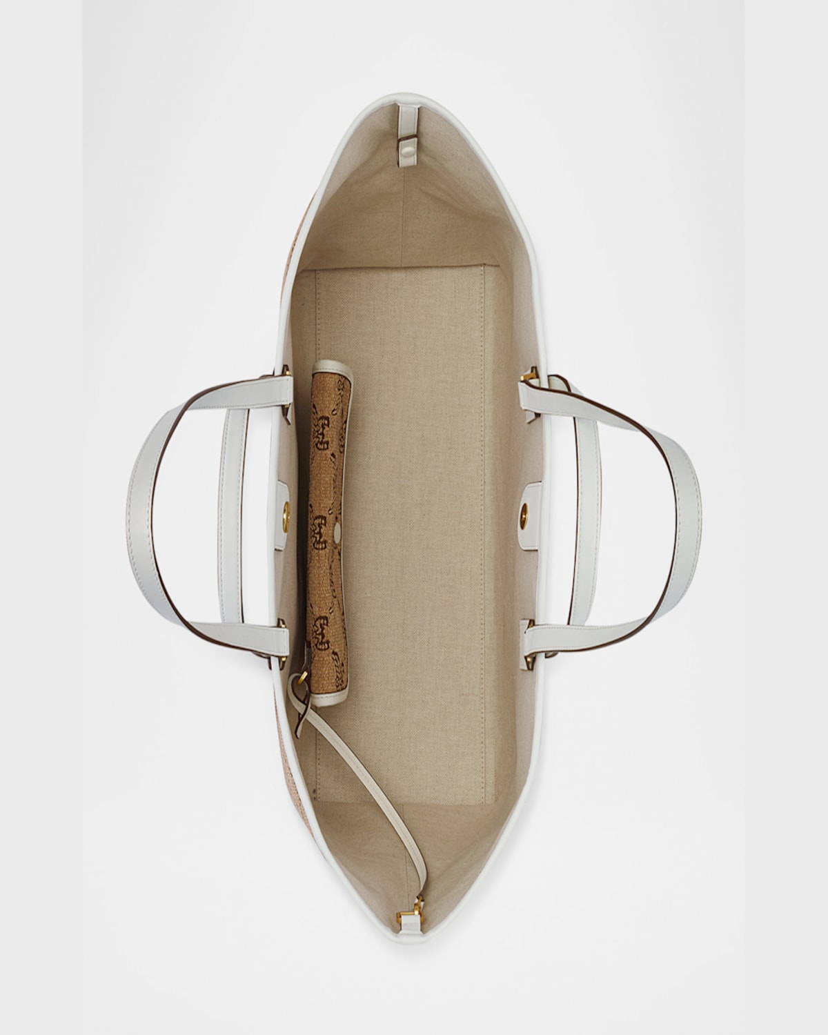Mcm Himmel Medium Visetos Leather Tote Bag In Natural