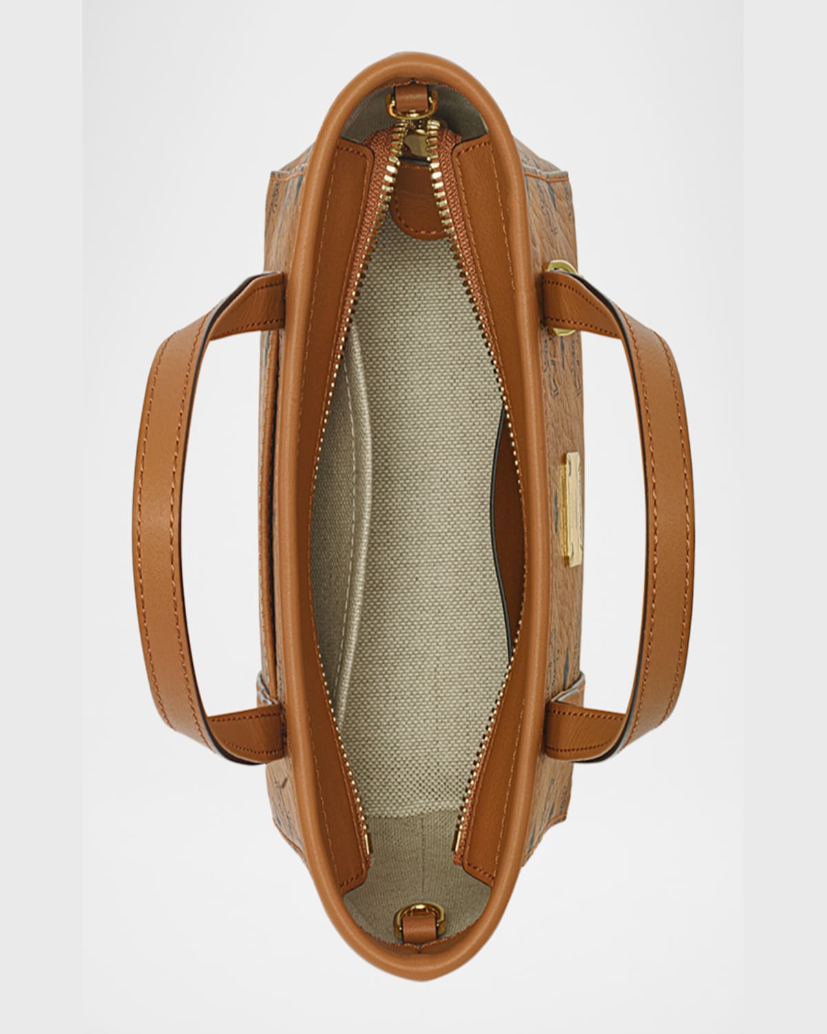 Mcm Toni Visetos Leather Shopper Shoulder Bag In Cognac