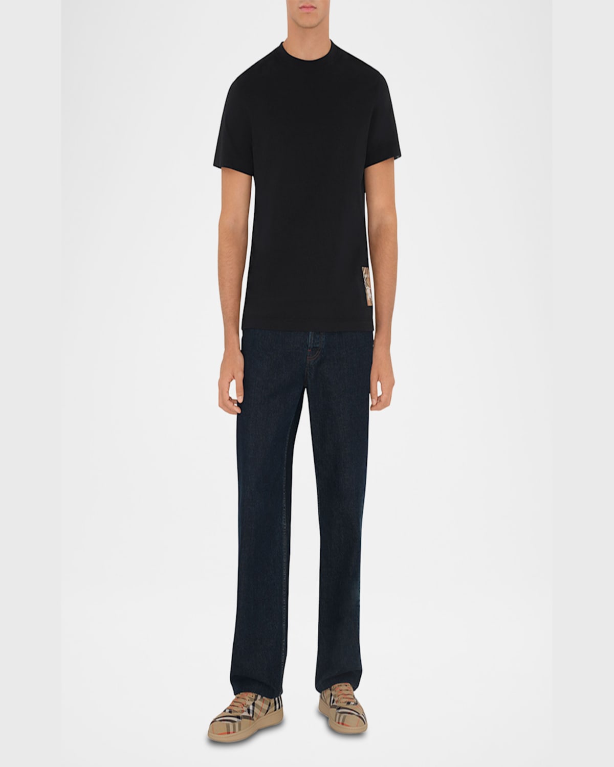 Burberry Mens Black Logo-patch Regular-fit Cotton-jersey T-shirt In Black