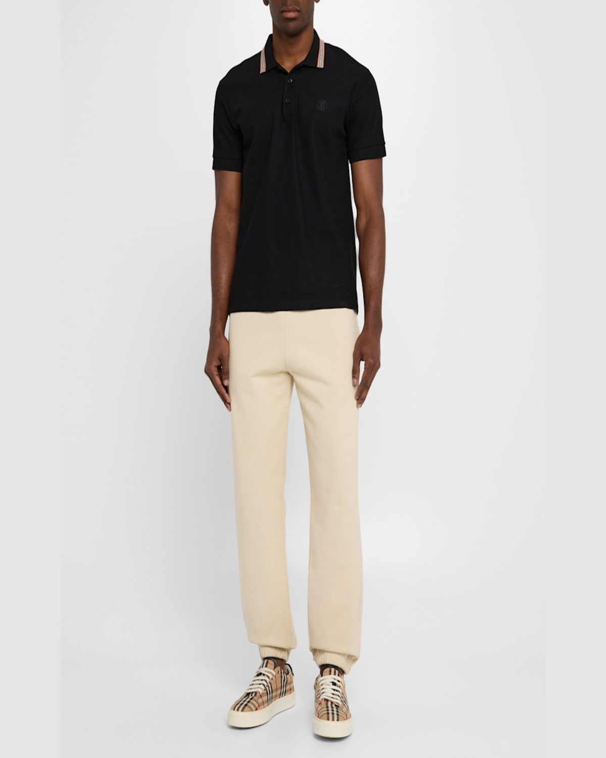 Burberry Logo Print Stretch Cotton Jogging Pants Soft Fawn In Nutmeg
